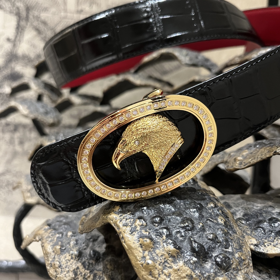 Ferragamo Men's Reversible Leather Belt with Eagle Head Buckle