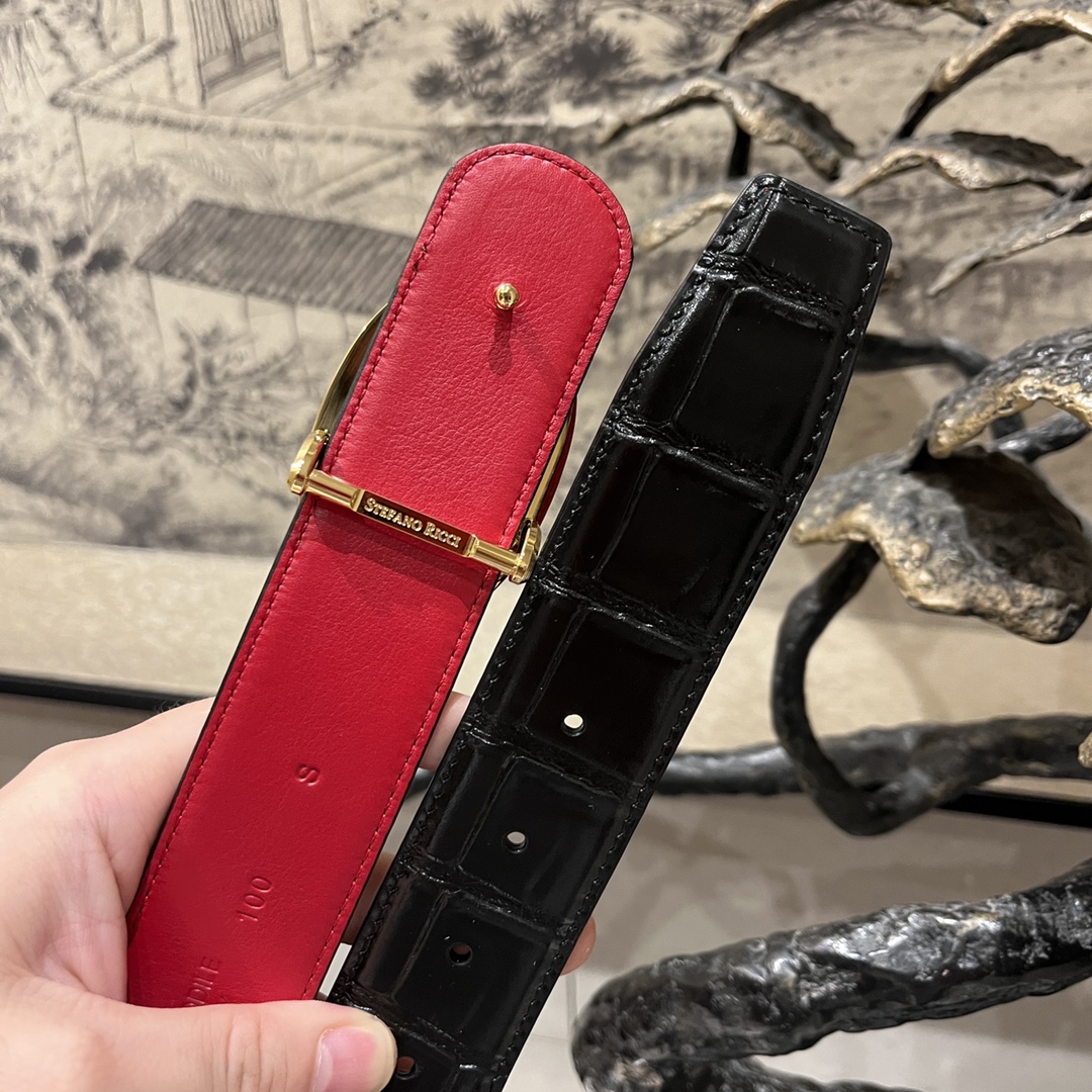 Ferragamo Men's Reversible Leather Belt with Eagle Head Buckle