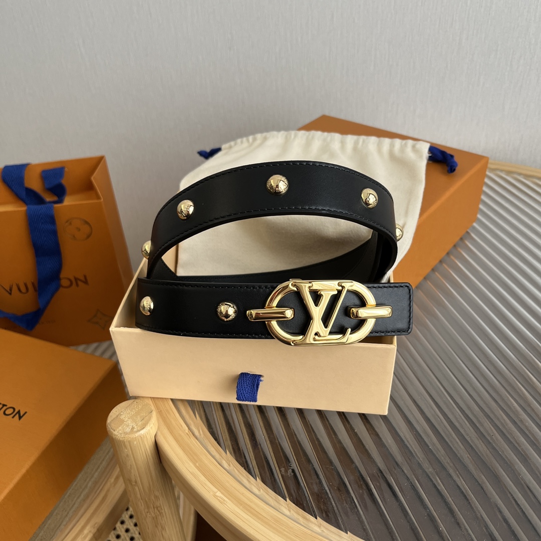 Louis Vuitton Women's Reversible Leather Belt with Floral Accents