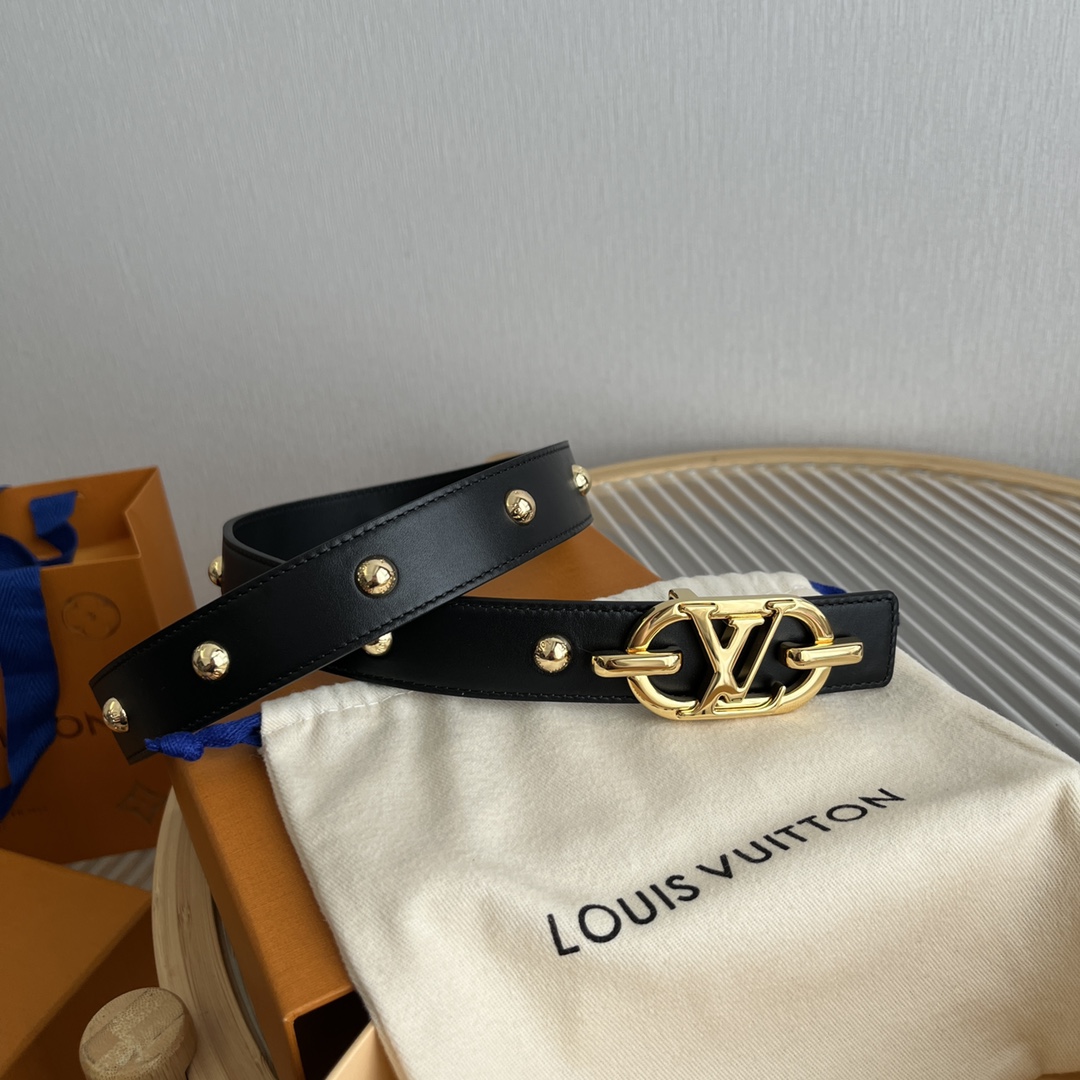  Louis Vuitton Women's Reversible Leather Belt with Floral Accents