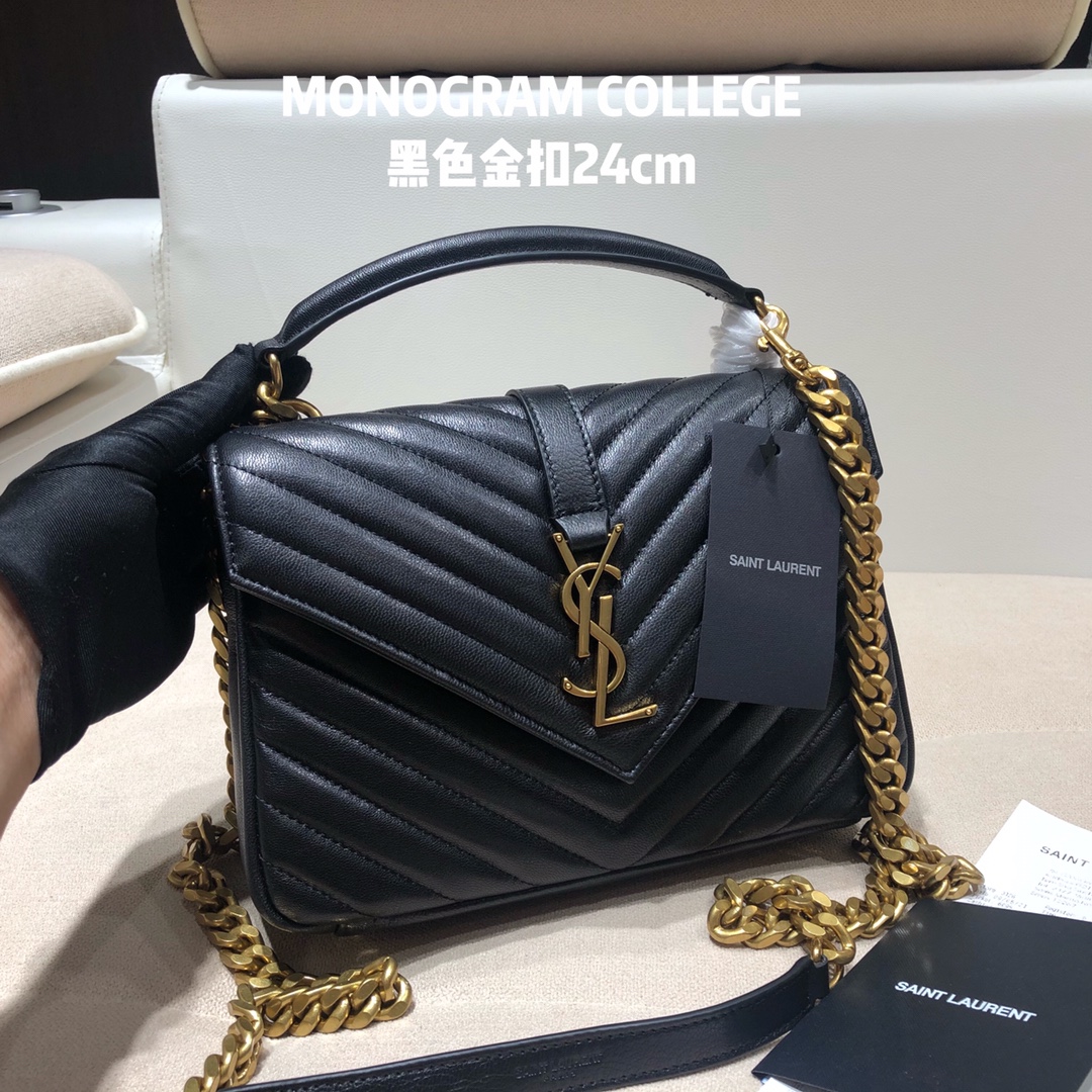 Black Saint Laurent Monogram Messenger Bag YSL