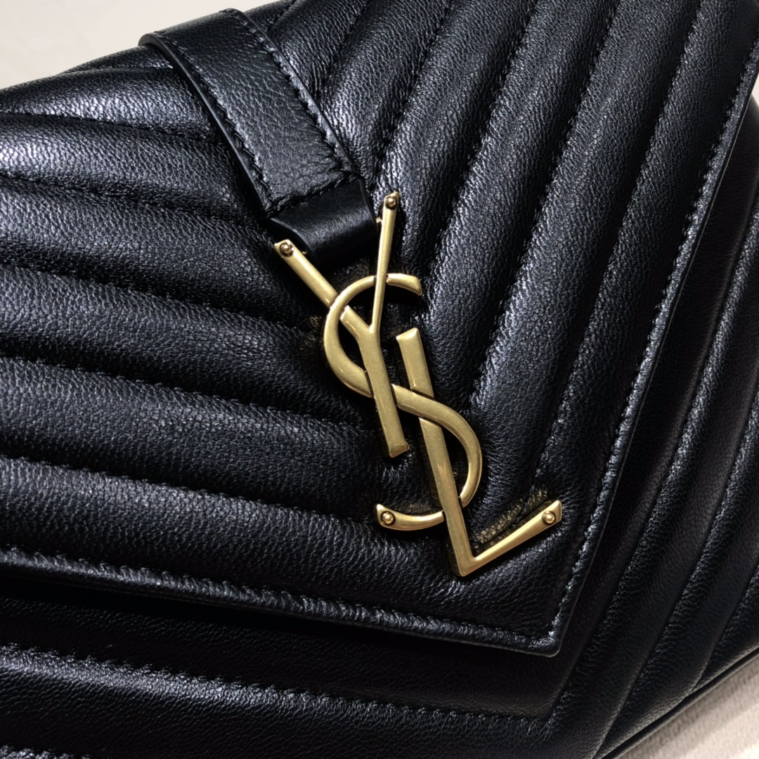 Black Saint Laurent Monogram Messenger Bag YSL