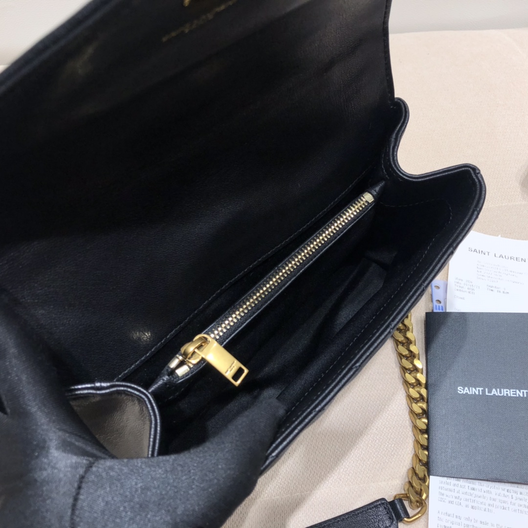 Black Saint Laurent Monogram Messenger Bag YSL