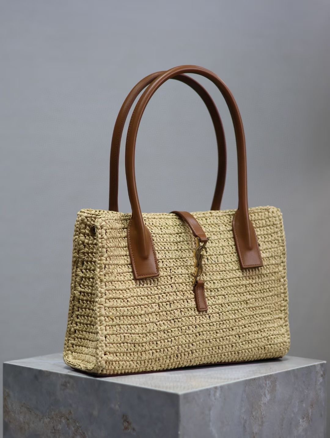 Saint Laurent Handwoven Raffia Tote Bag YSL