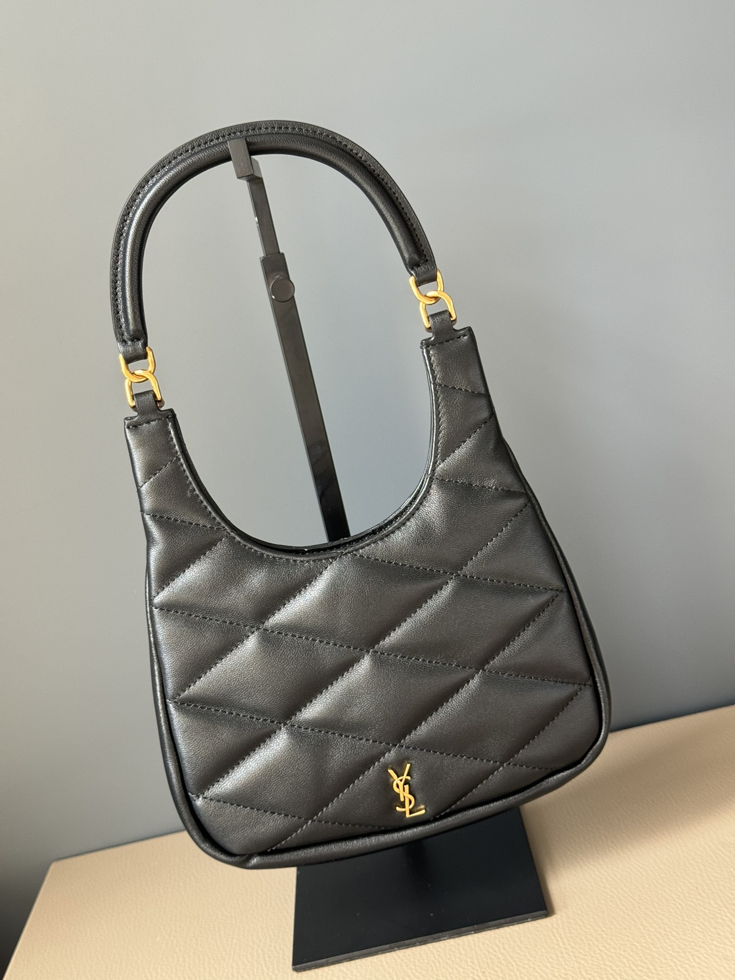 Saint Laurent Sade Hobo Bag YSL - Black Lambskin