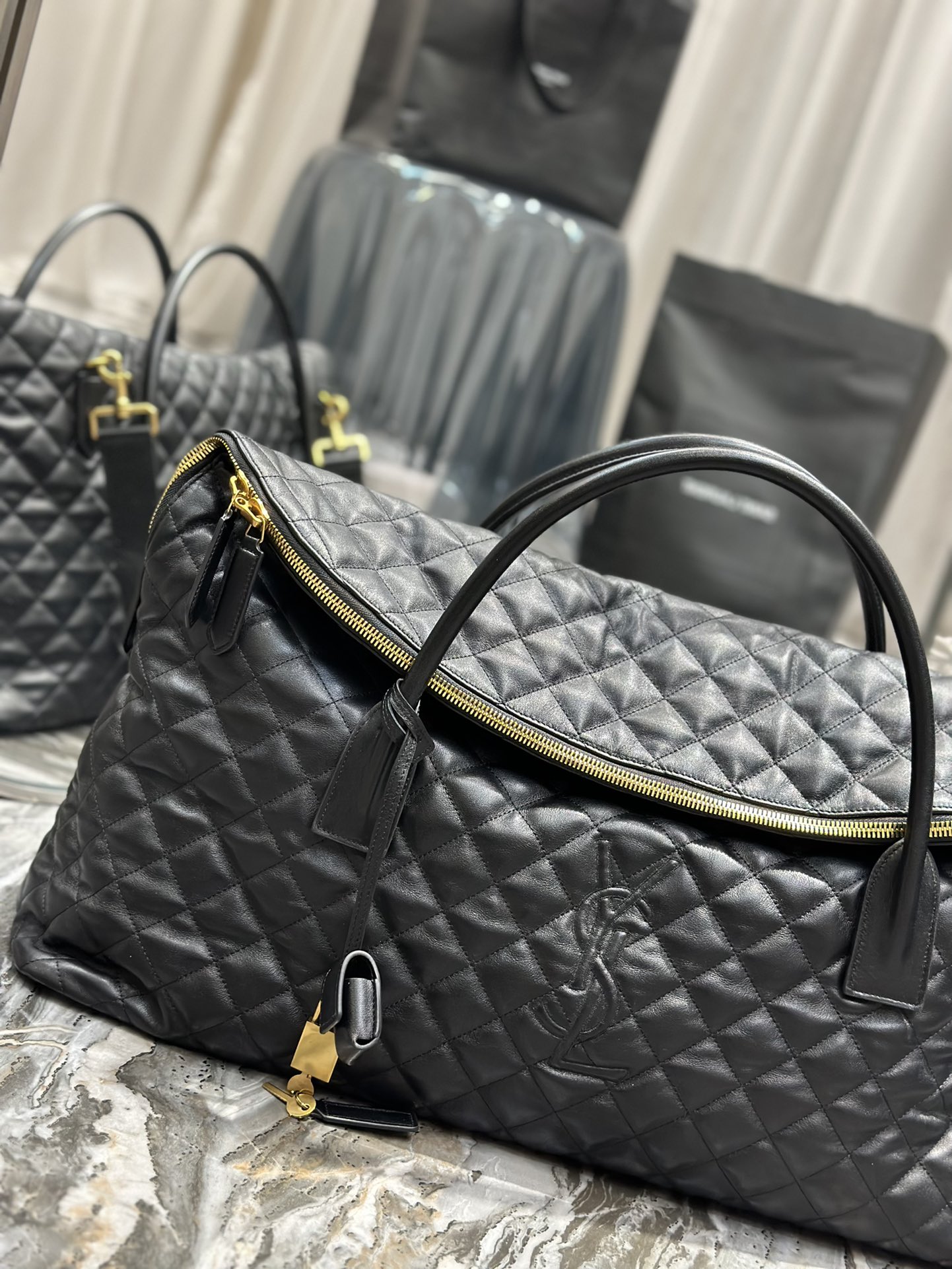 Saint Laurent ES Giant Quilted Leather Travel Bag