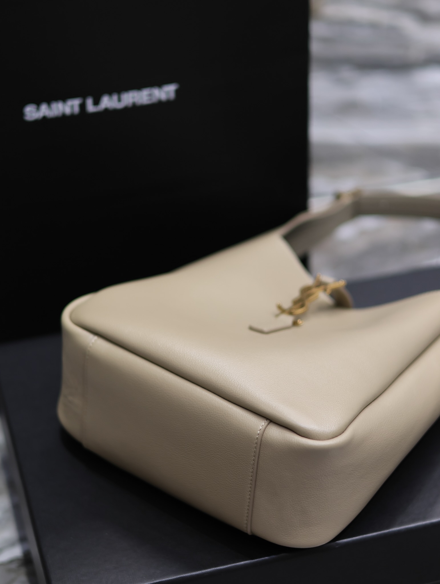 Saint Laurent LE 5A7 Leather Shoulder Bag - Khaki