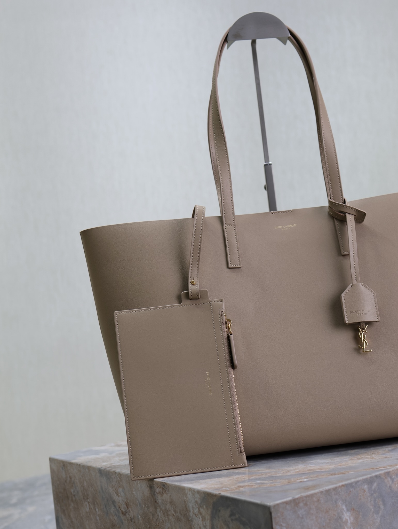 Saint Laurent Beige Leather Horizontal Shopping Tote Bag YSL