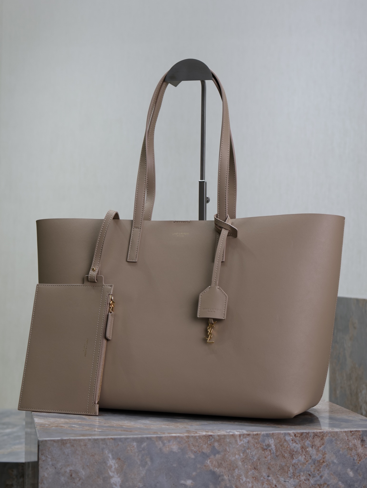 Saint Laurent Beige Leather Horizontal Shopping Tote Bag YSL