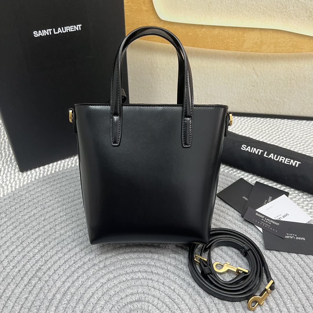 Saint Laurent Mini Shopping Bag in Pressed Leather