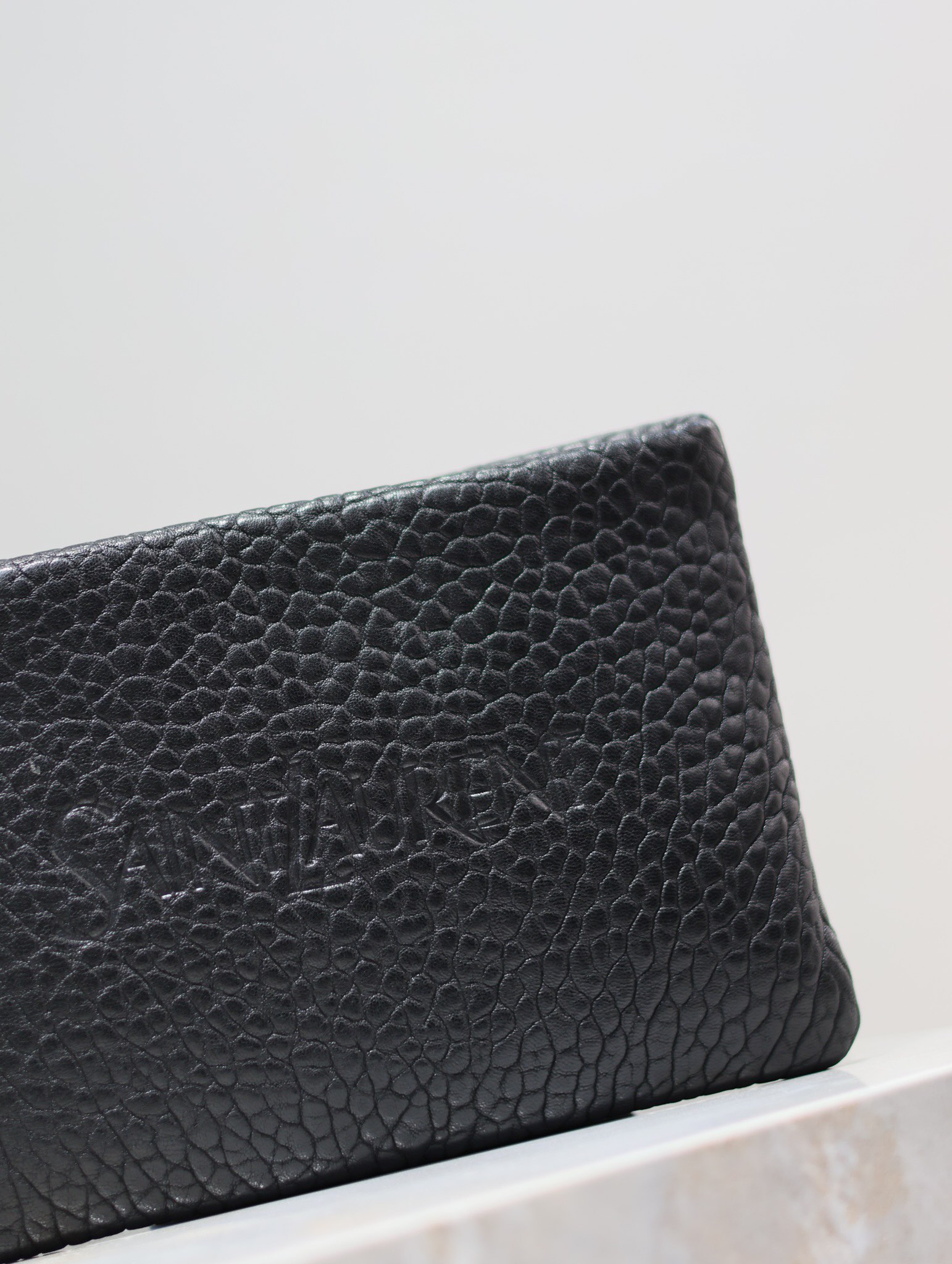 Saint Laurent Monogram Elephant Print Clutch in Black