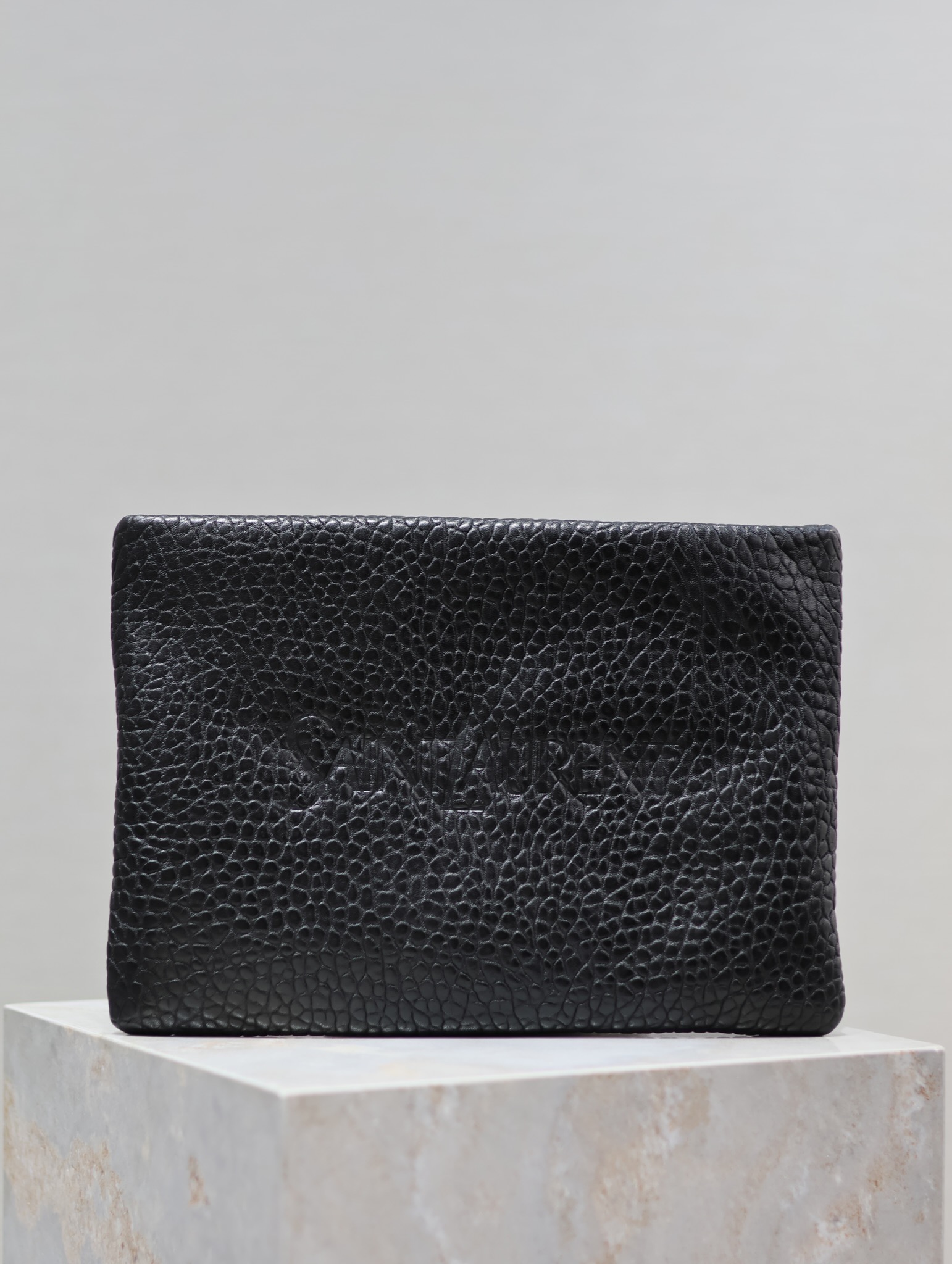 Saint Laurent Monogram Elephant Print Clutch in Black