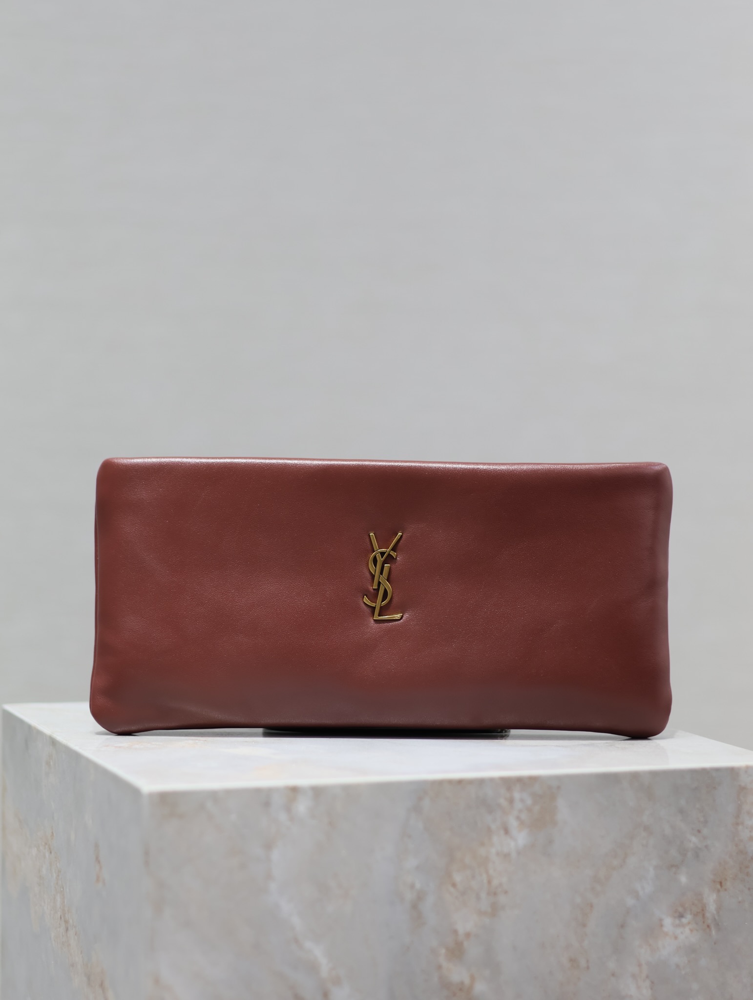 Saint Laurent Calypso Clutch in Burgundy