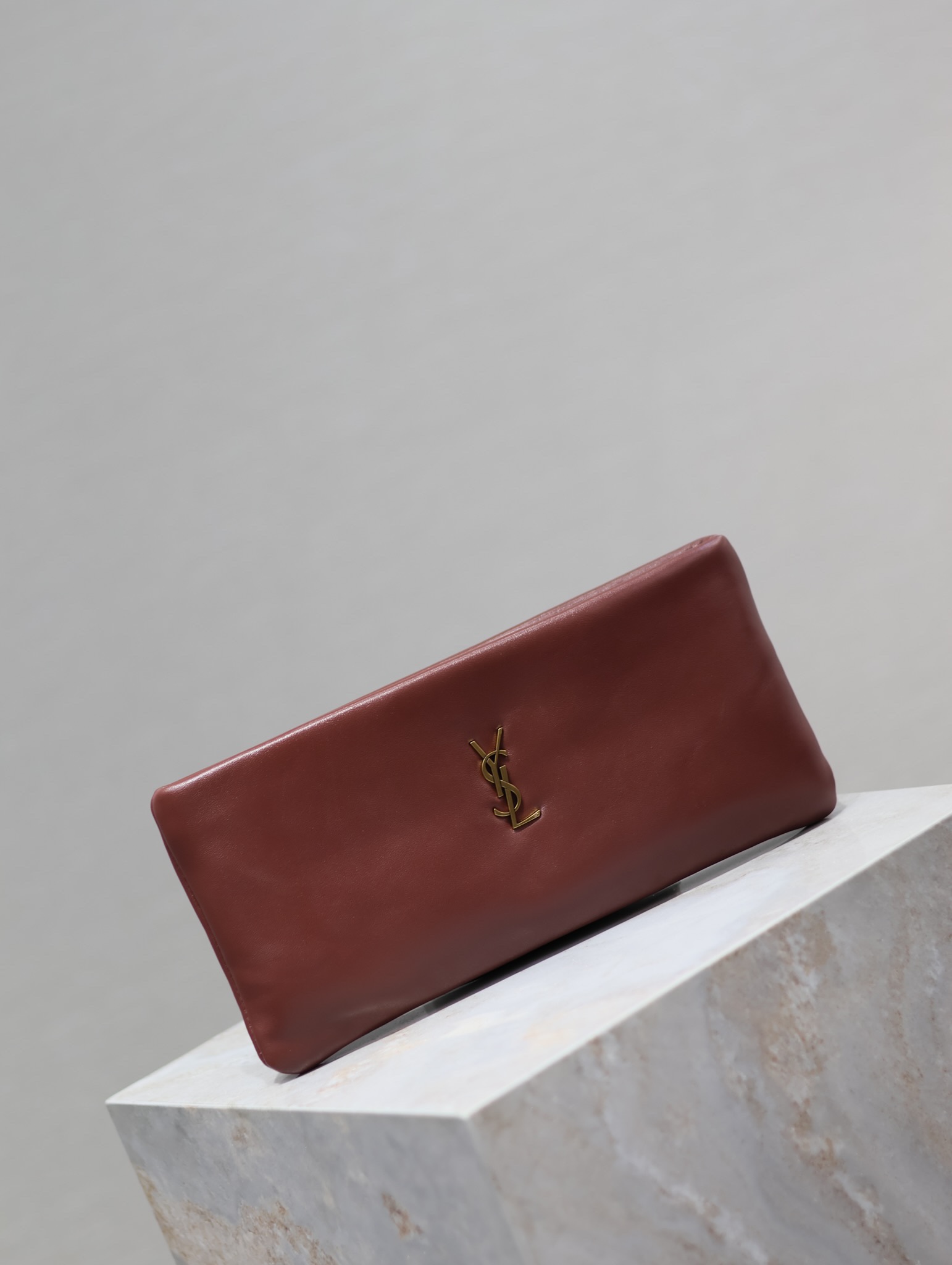 Saint Laurent Calypso Clutch in Burgundy