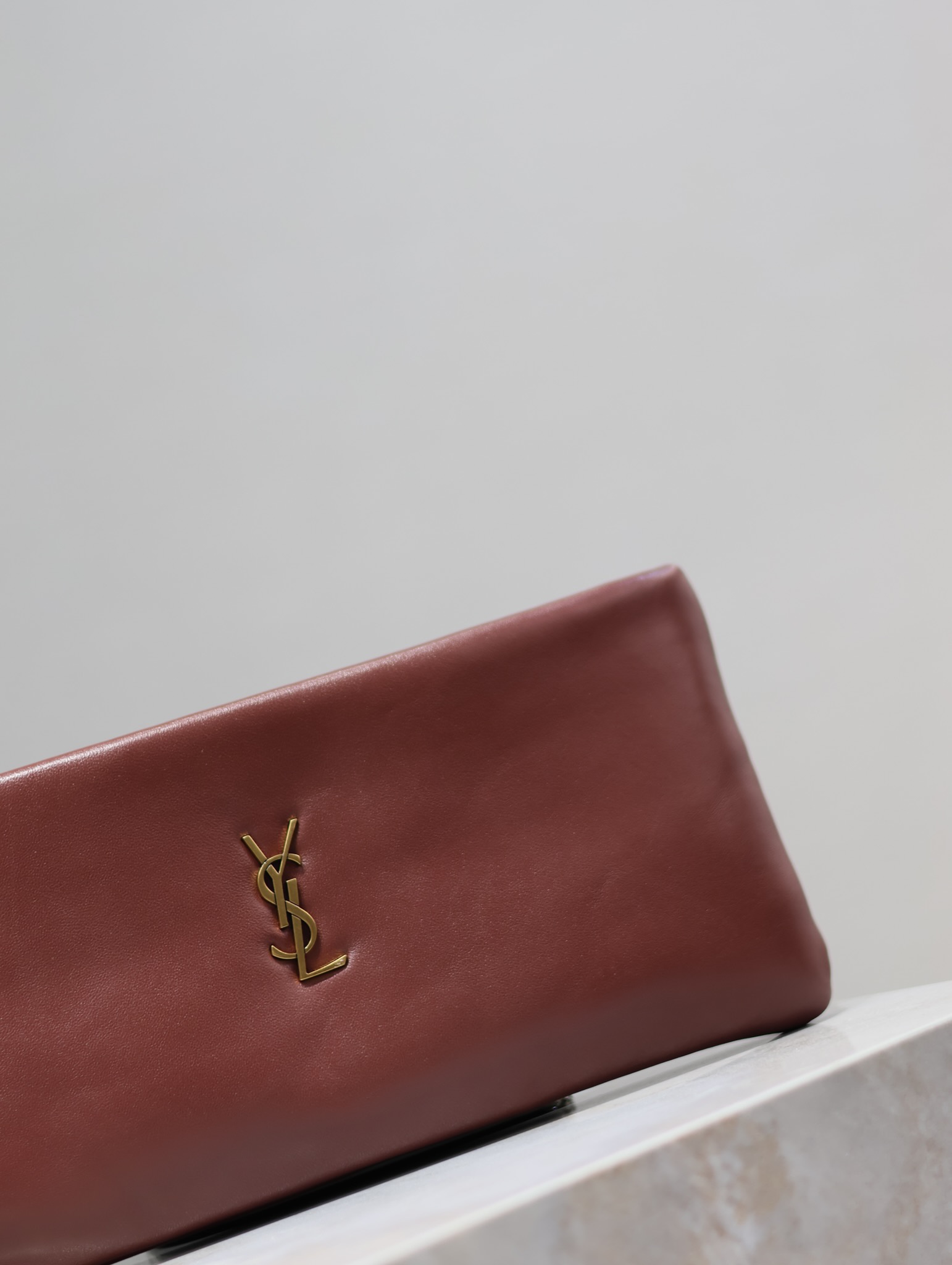 Saint Laurent Calypso Clutch in Burgundy