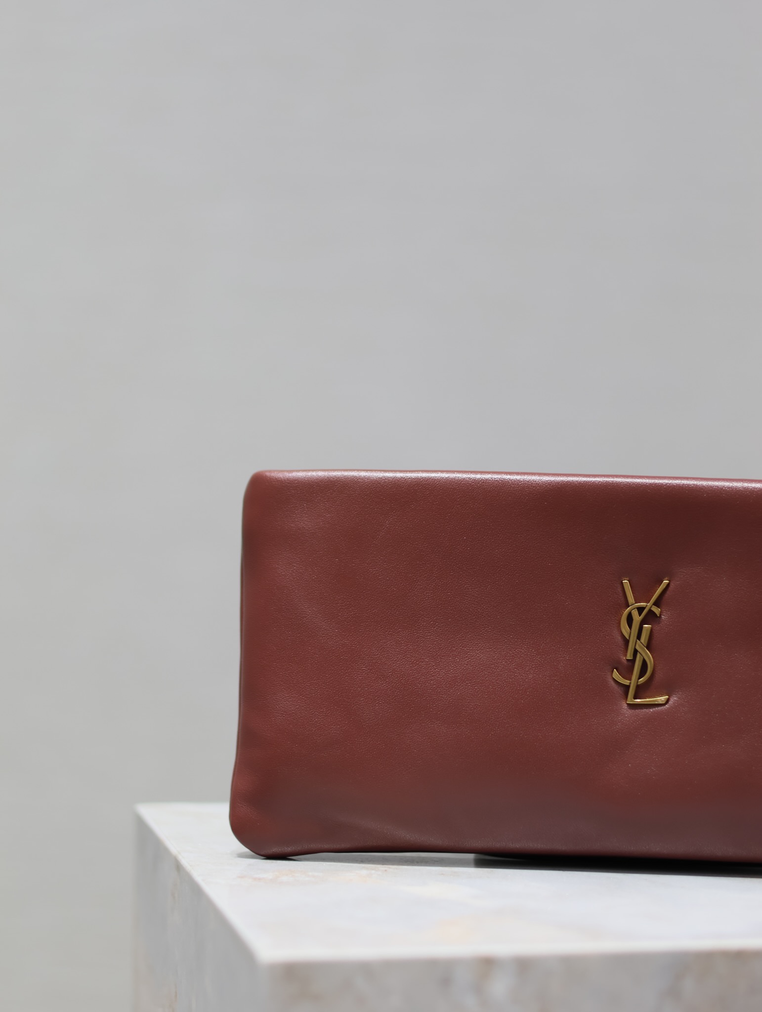 Saint Laurent Calypso Clutch in Burgundy