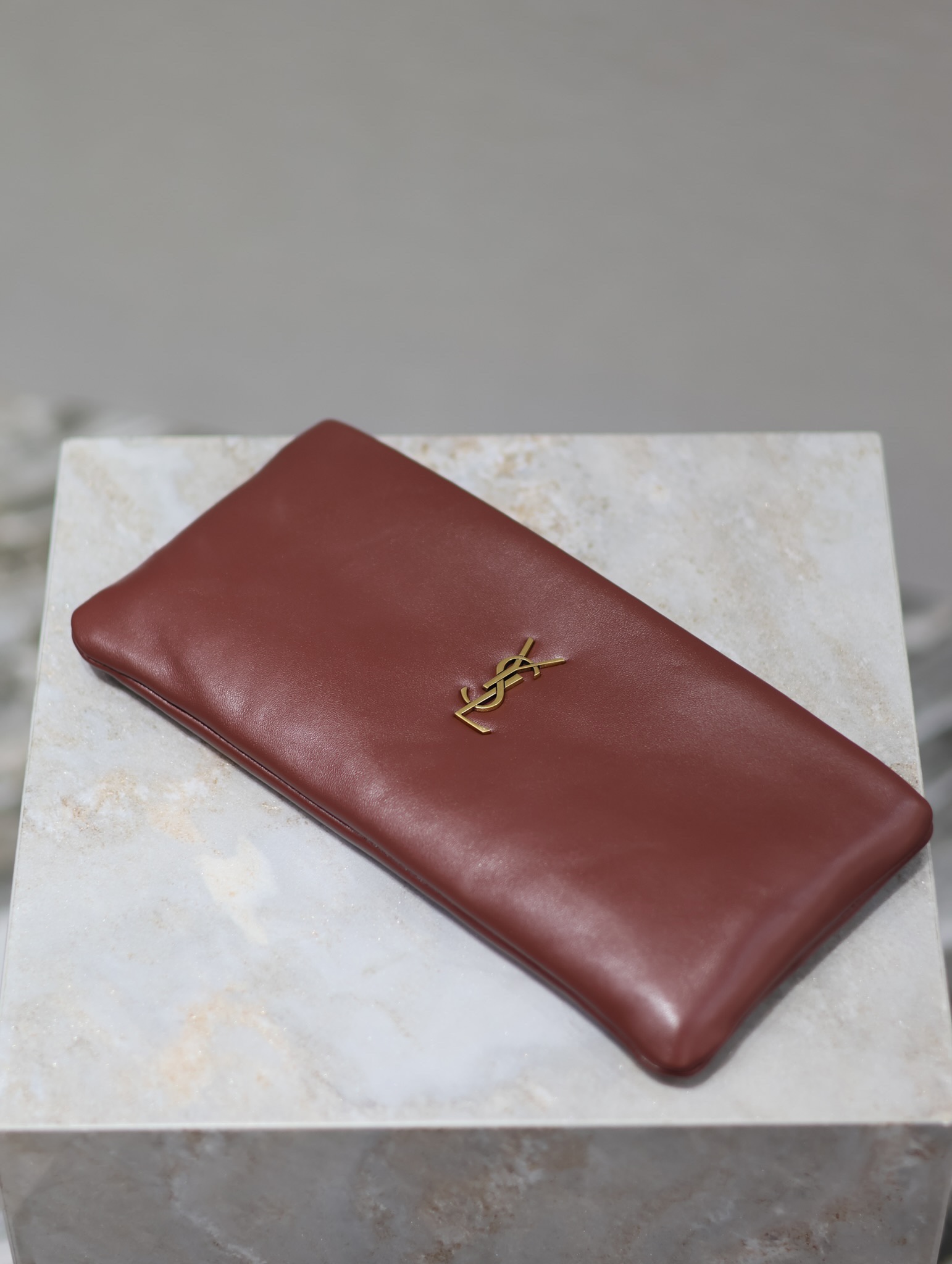 Saint Laurent Calypso Clutch in Burgundy