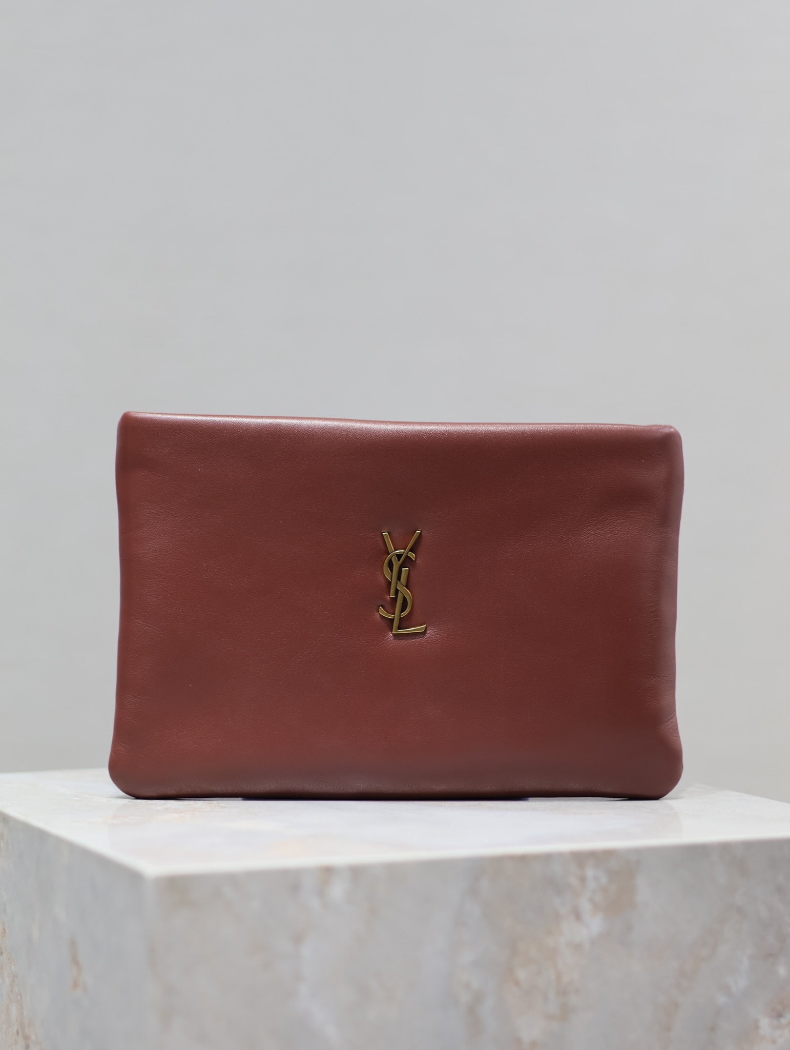 Saint Laurent Calypso Clutch in Burgundy