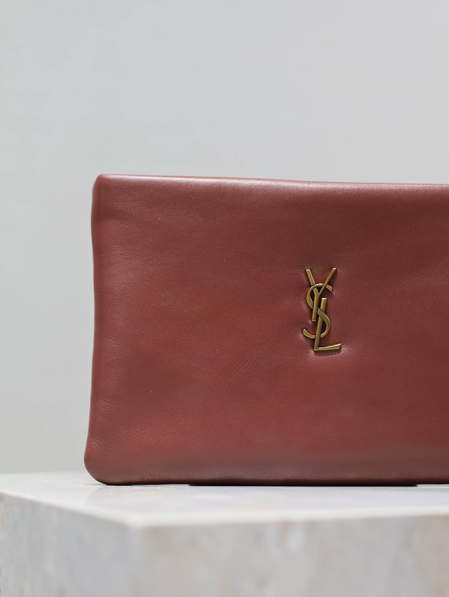 Saint Laurent Calypso Clutch in Burgundy