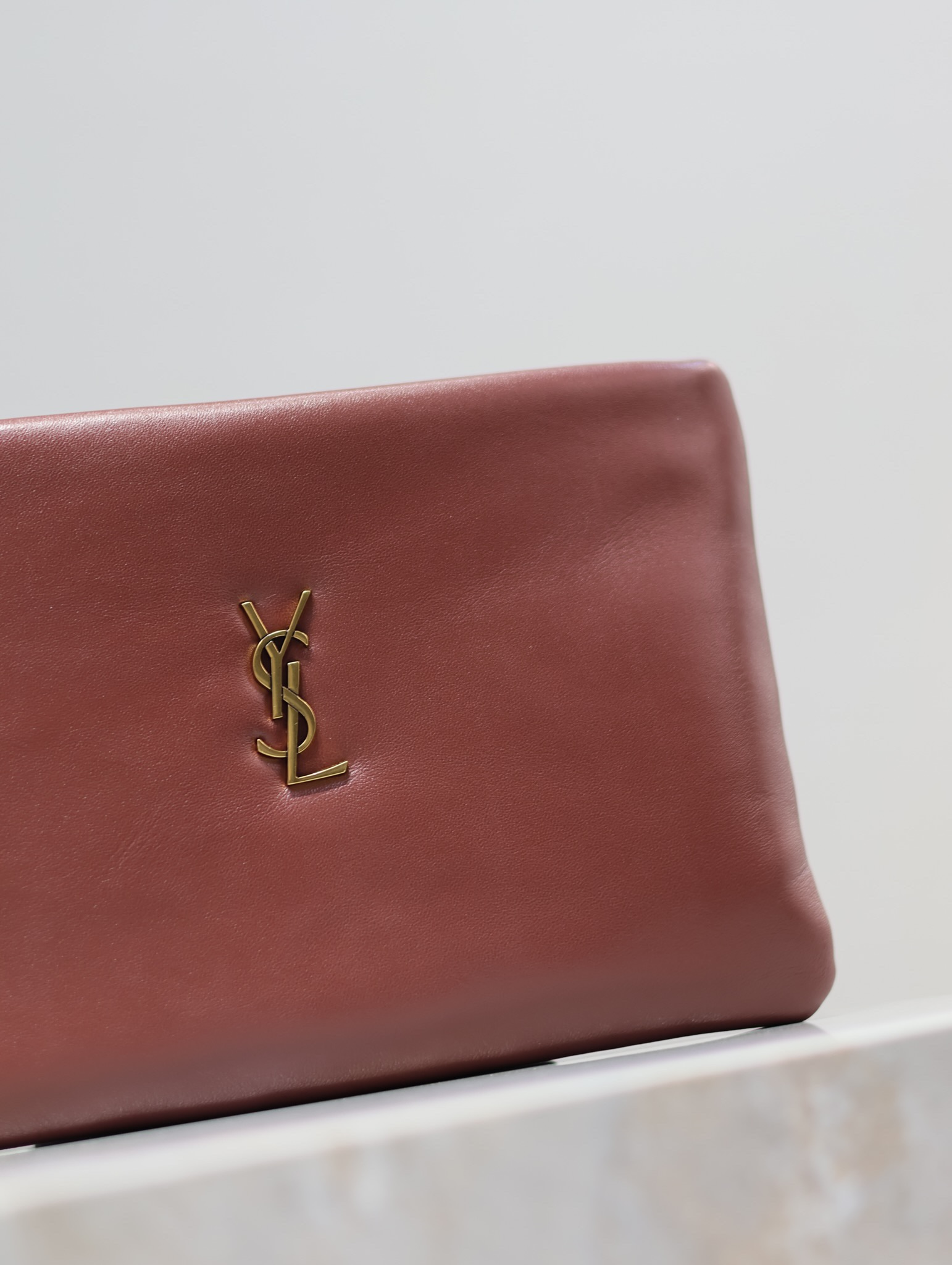 Saint Laurent Calypso Clutch in Burgundy