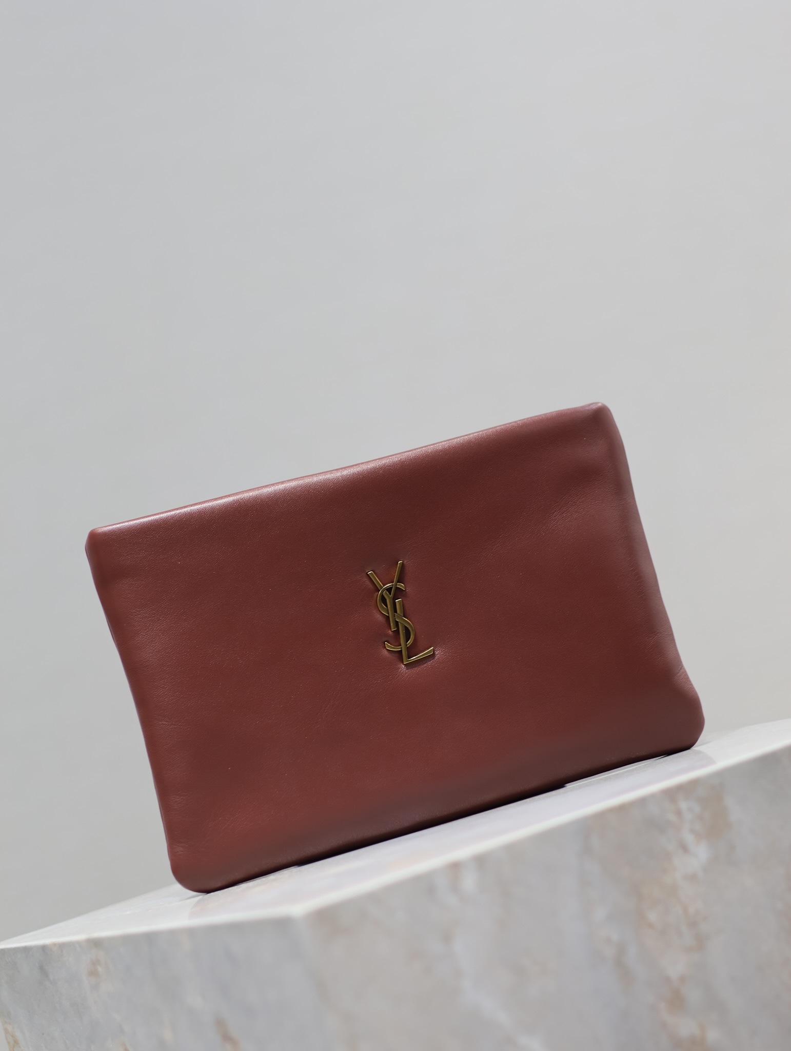 Saint Laurent Calypso Clutch in Burgundy