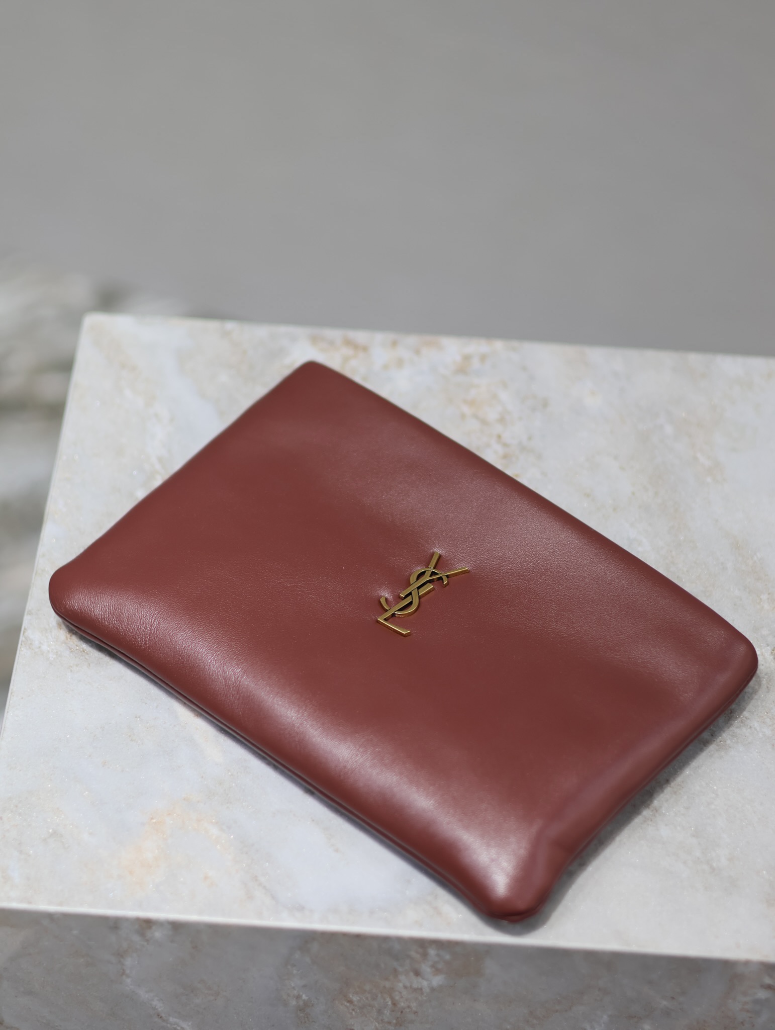 Saint Laurent Calypso Clutch in Burgundy