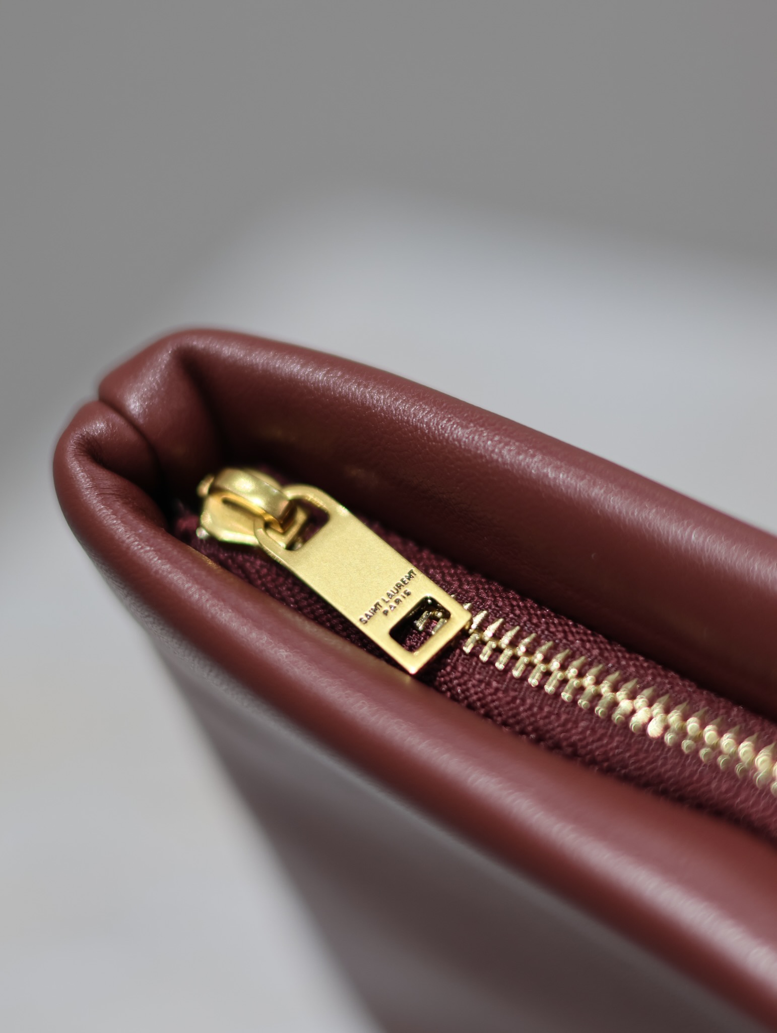 Saint Laurent Calypso Clutch in Burgundy