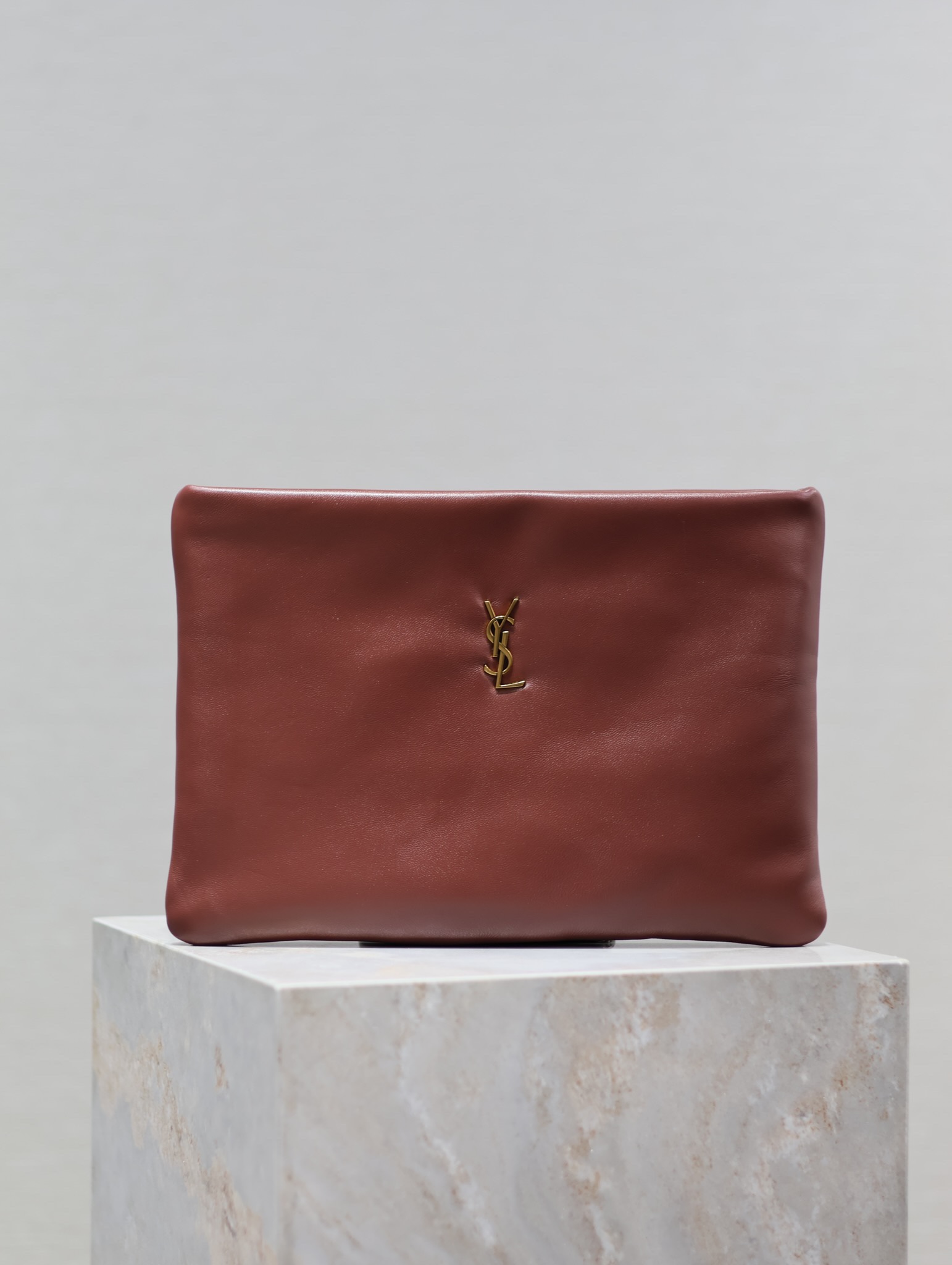 Saint Laurent Calypso Clutch in Burgundy