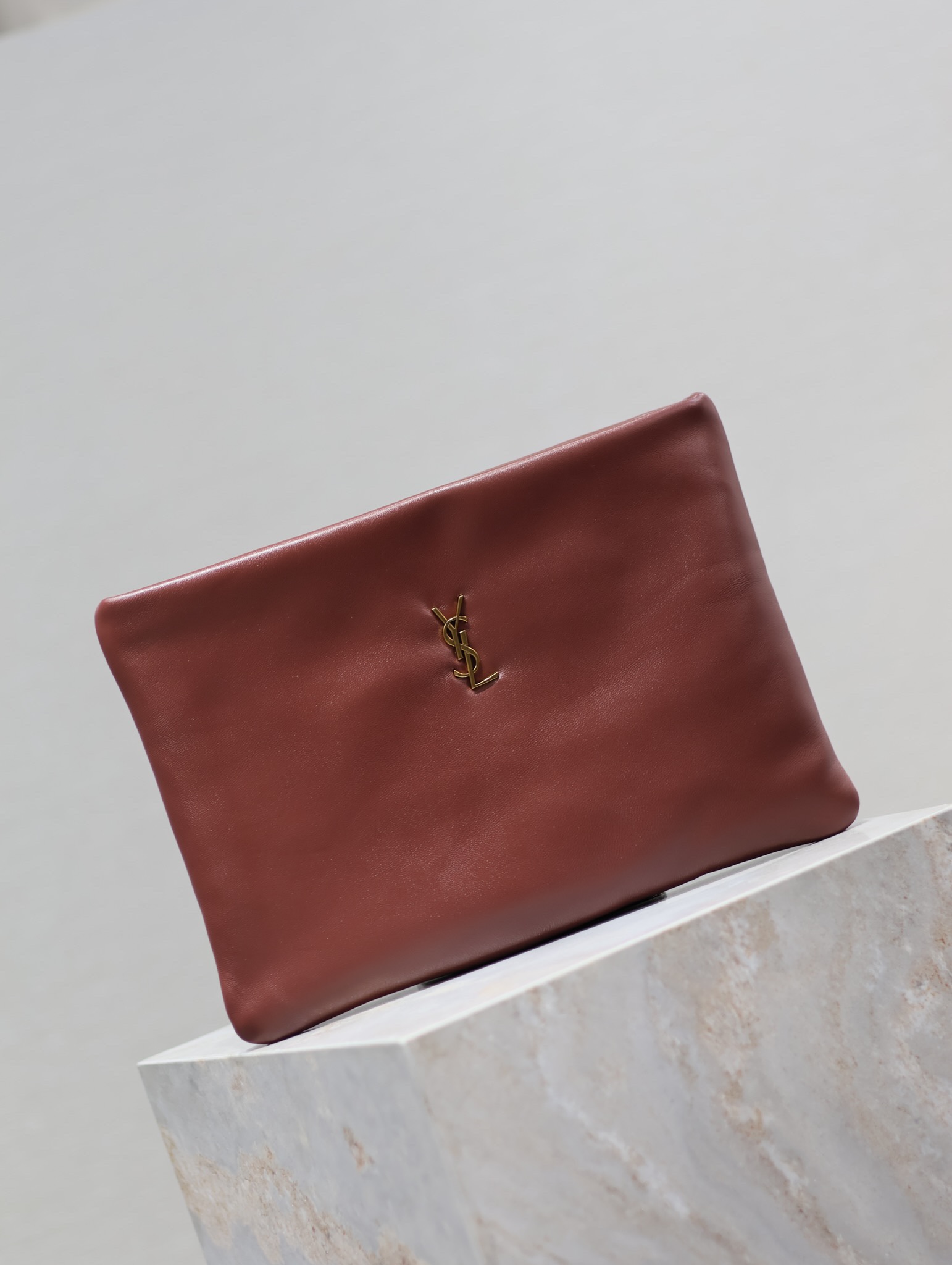 Saint Laurent Calypso Clutch in Burgundy