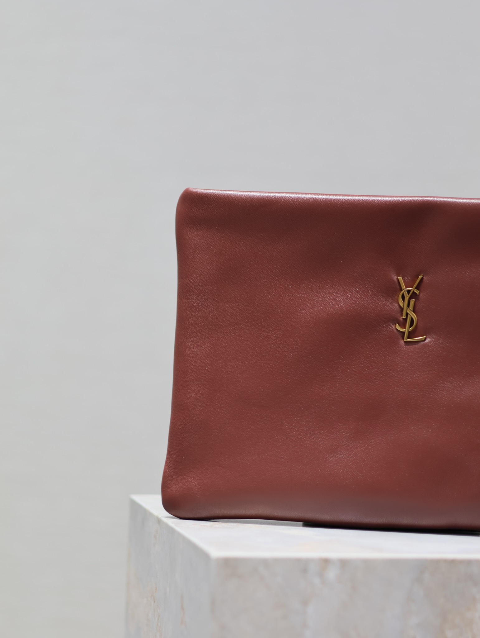 Saint Laurent Calypso Clutch in Burgundy