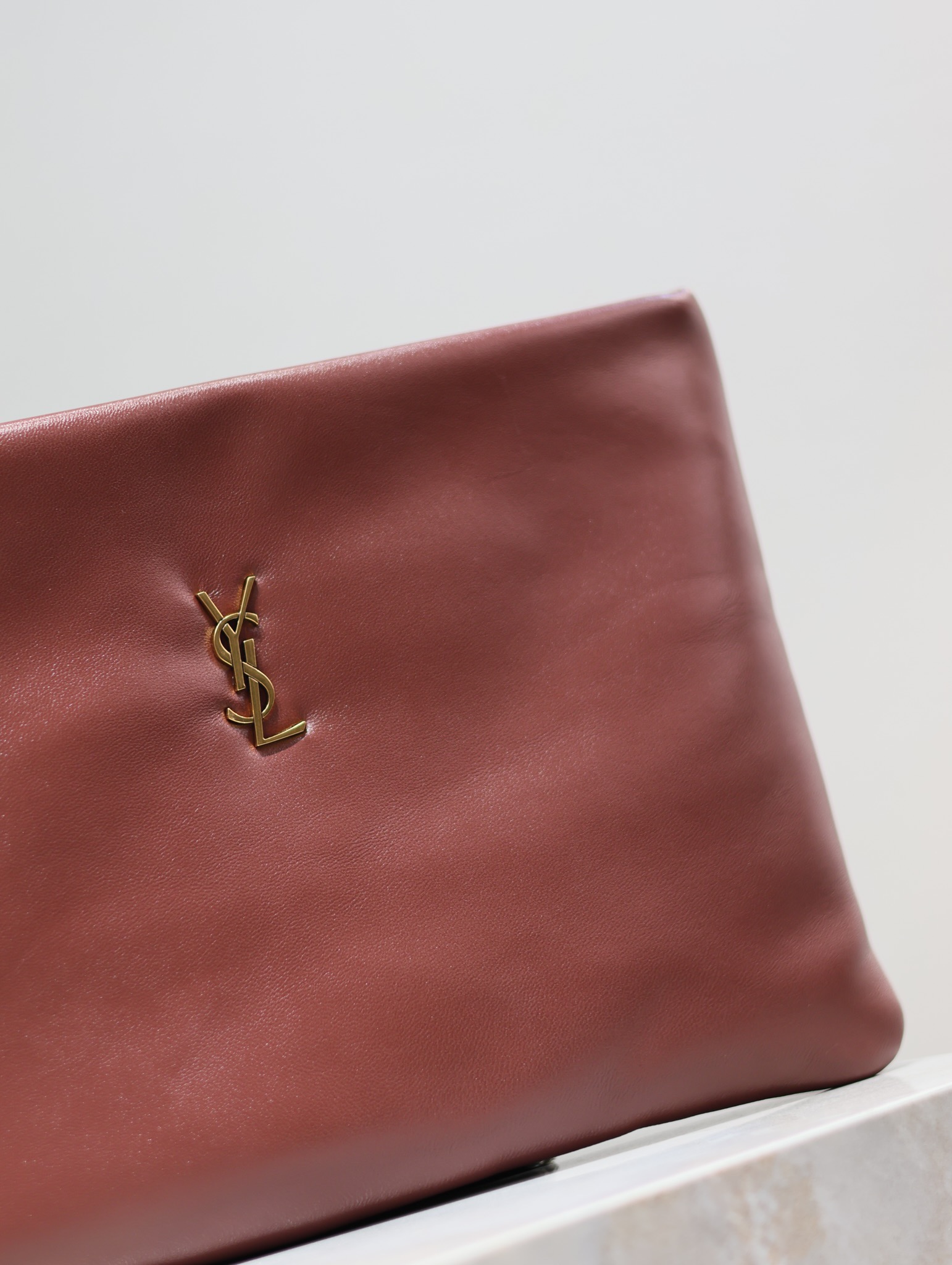 Saint Laurent Calypso Clutch in Burgundy