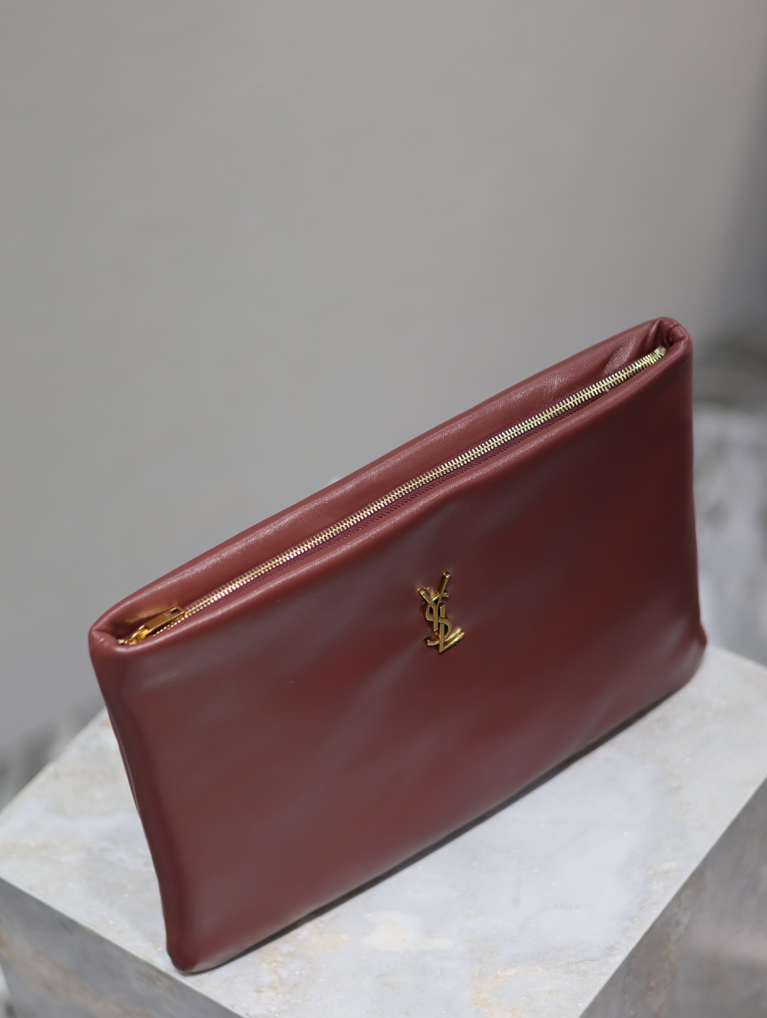 Saint Laurent Calypso Clutch in Burgundy