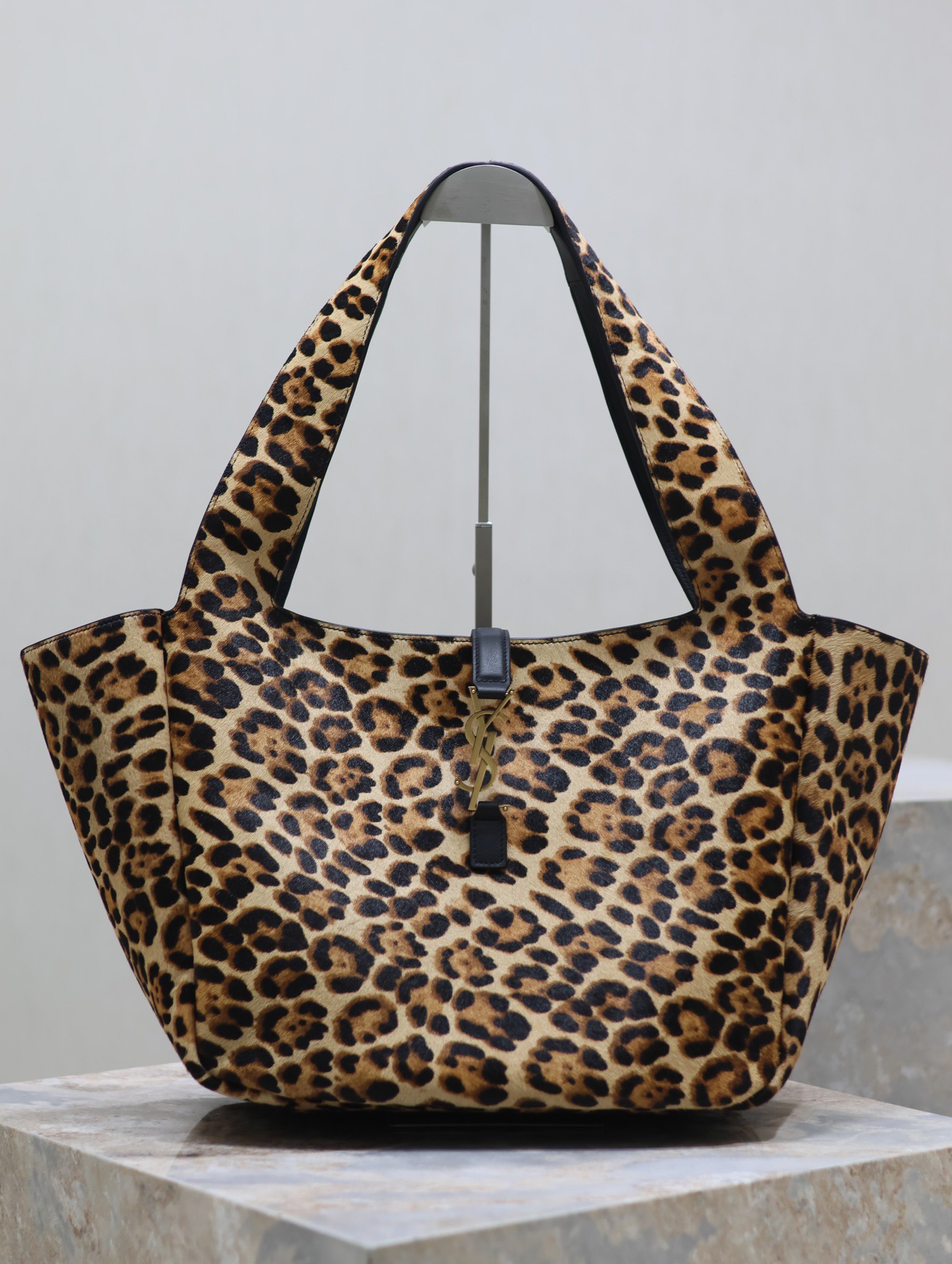 Saint Laurent Bea Leopard Print Hobo Bag