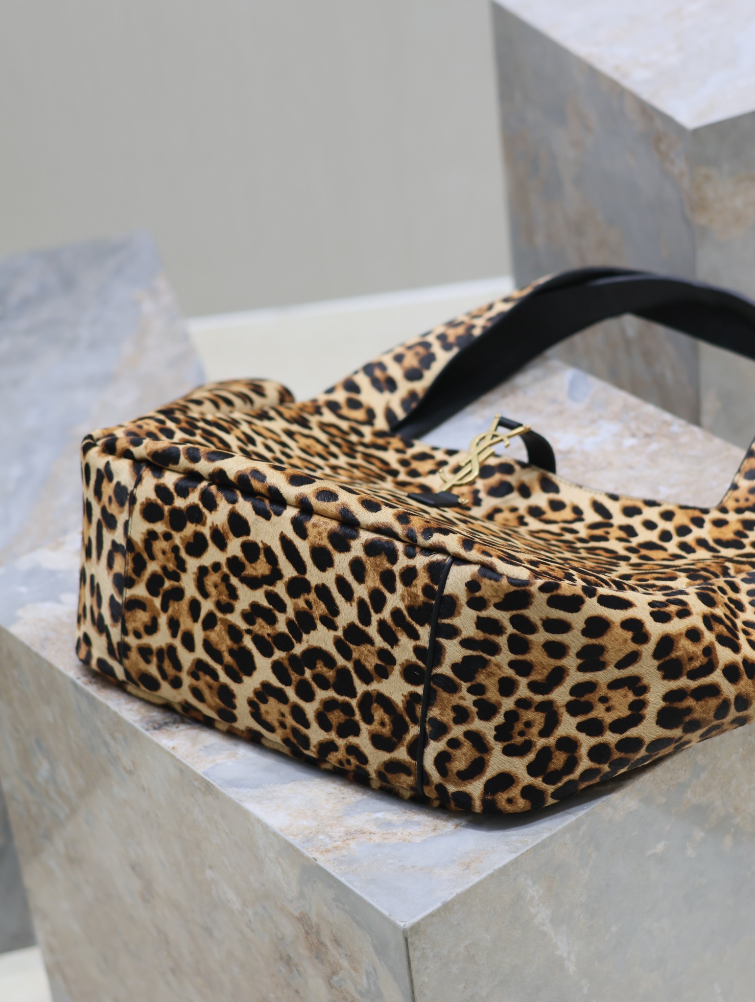 Saint Laurent Bea Leopard Print Hobo Bag