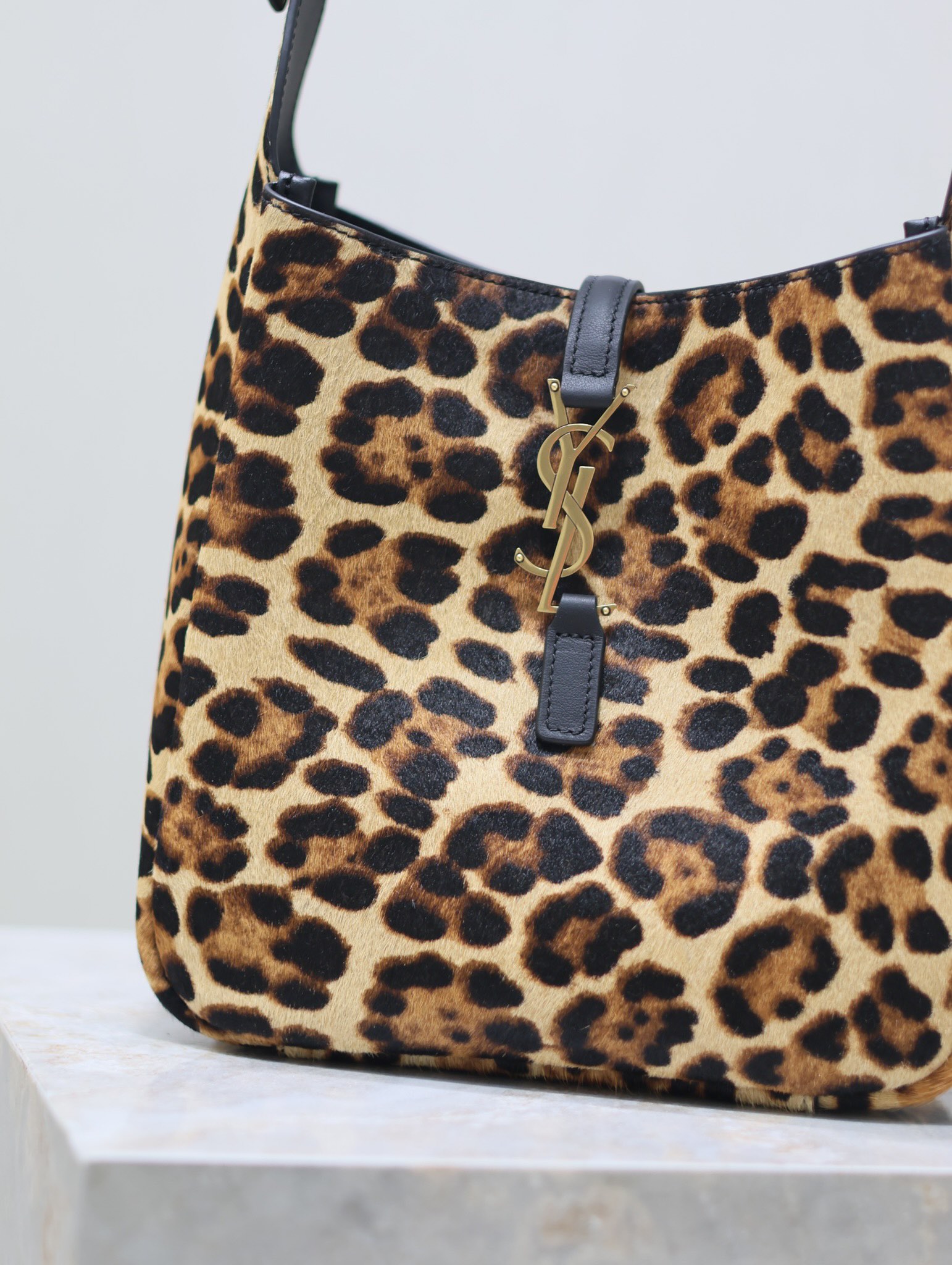 Saint Laurent LE 5A7 Leopard Print Shoulder Bag