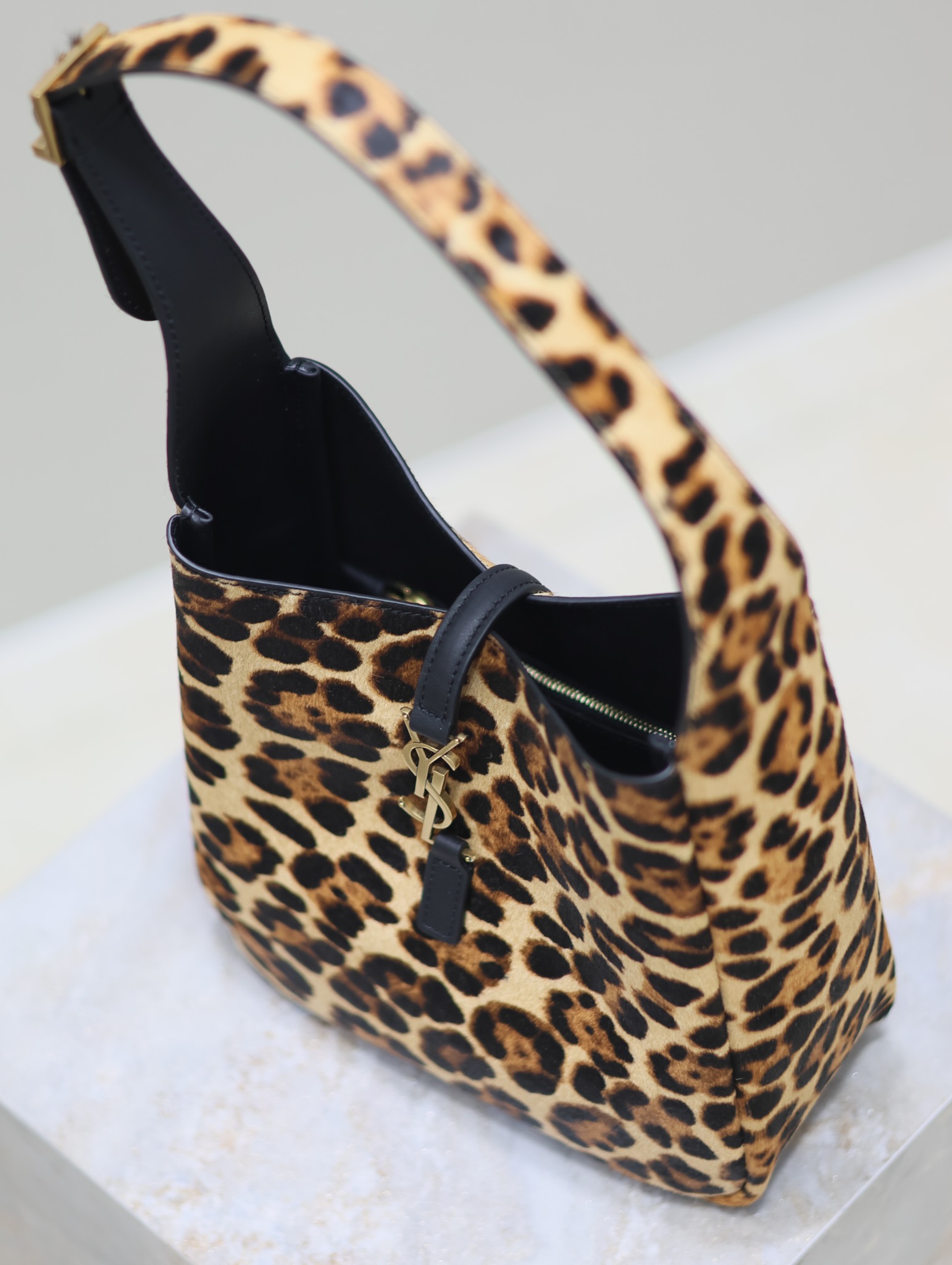 Saint Laurent LE 5A7 Leopard Print Shoulder Bag