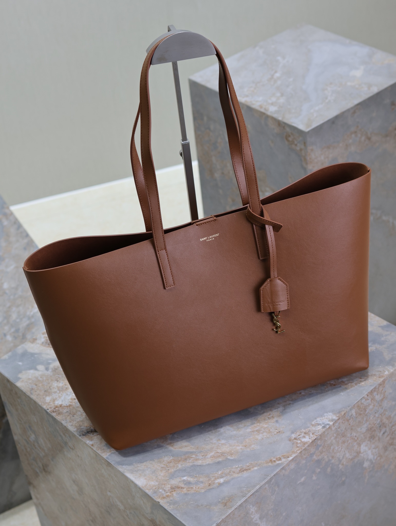 Saint Laurent Caramel Leather Horizontal Shopping Tote Bag YSL