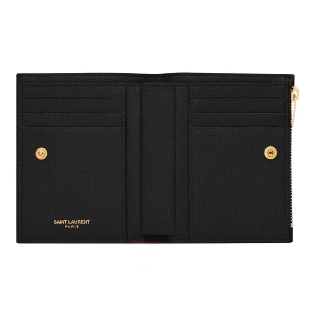 Saint Laurent SLP Black Caviar Leather Tri-Fold Wallet