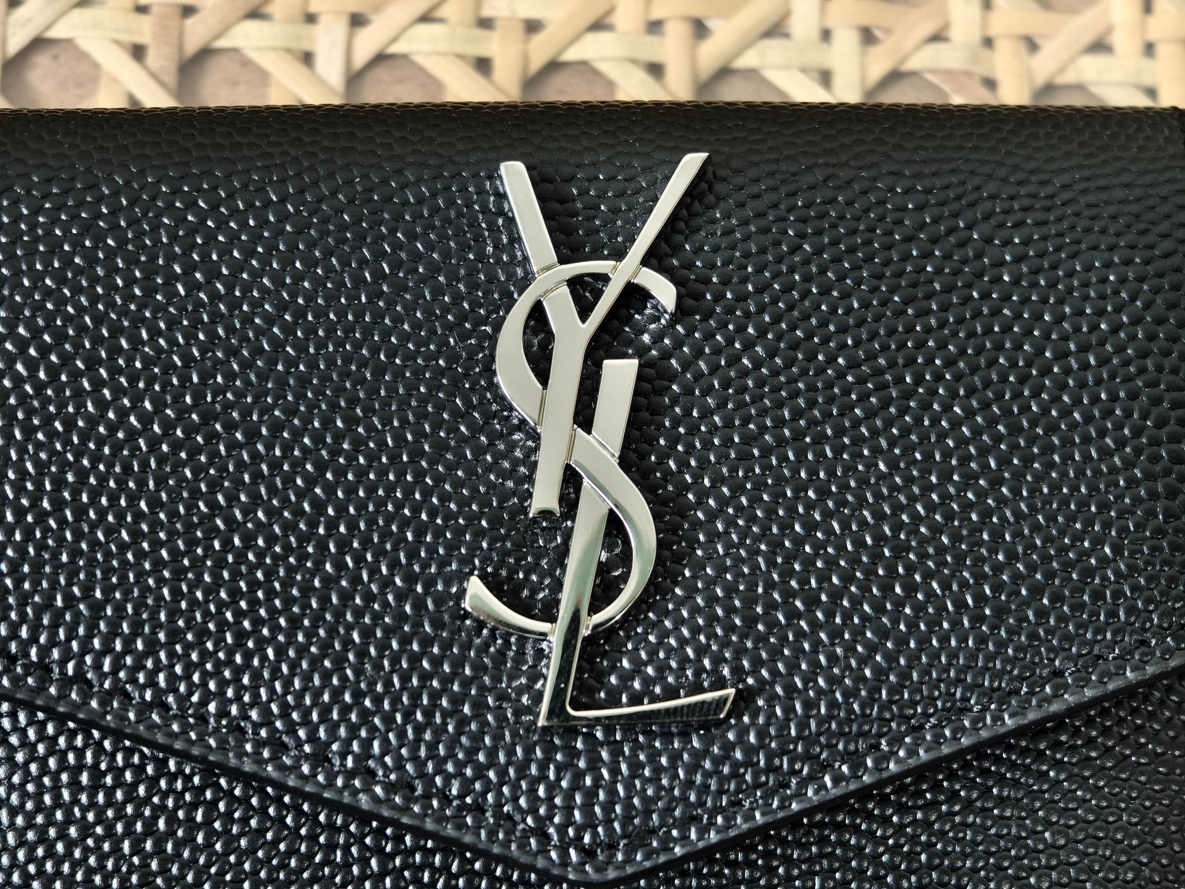 Saint Laurent SYL New Caviar Leather Coin Card Holder