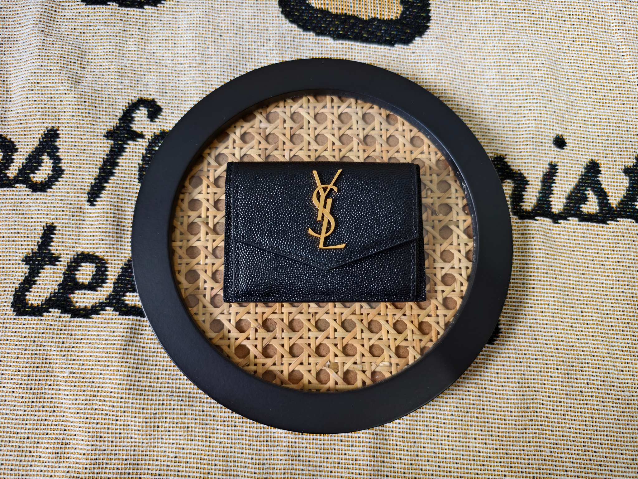 Saint Laurent SYL New Caviar Leather Coin Card Holder