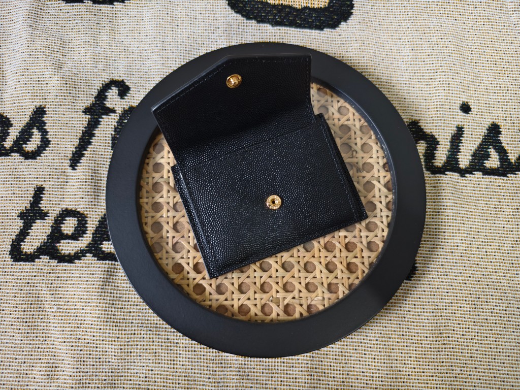 Saint Laurent SYL New Caviar Leather Coin Card Holder