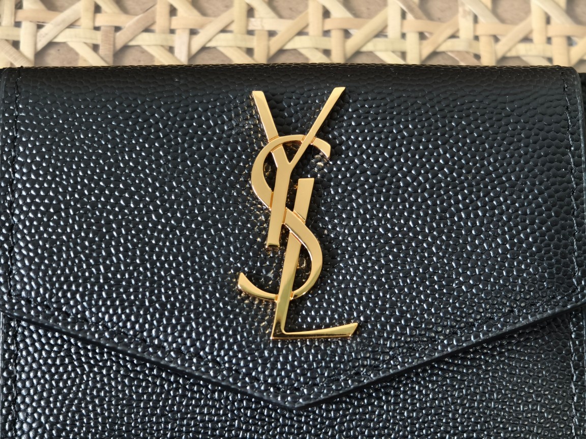 Saint Laurent SYL New Caviar Leather Coin Card Holder