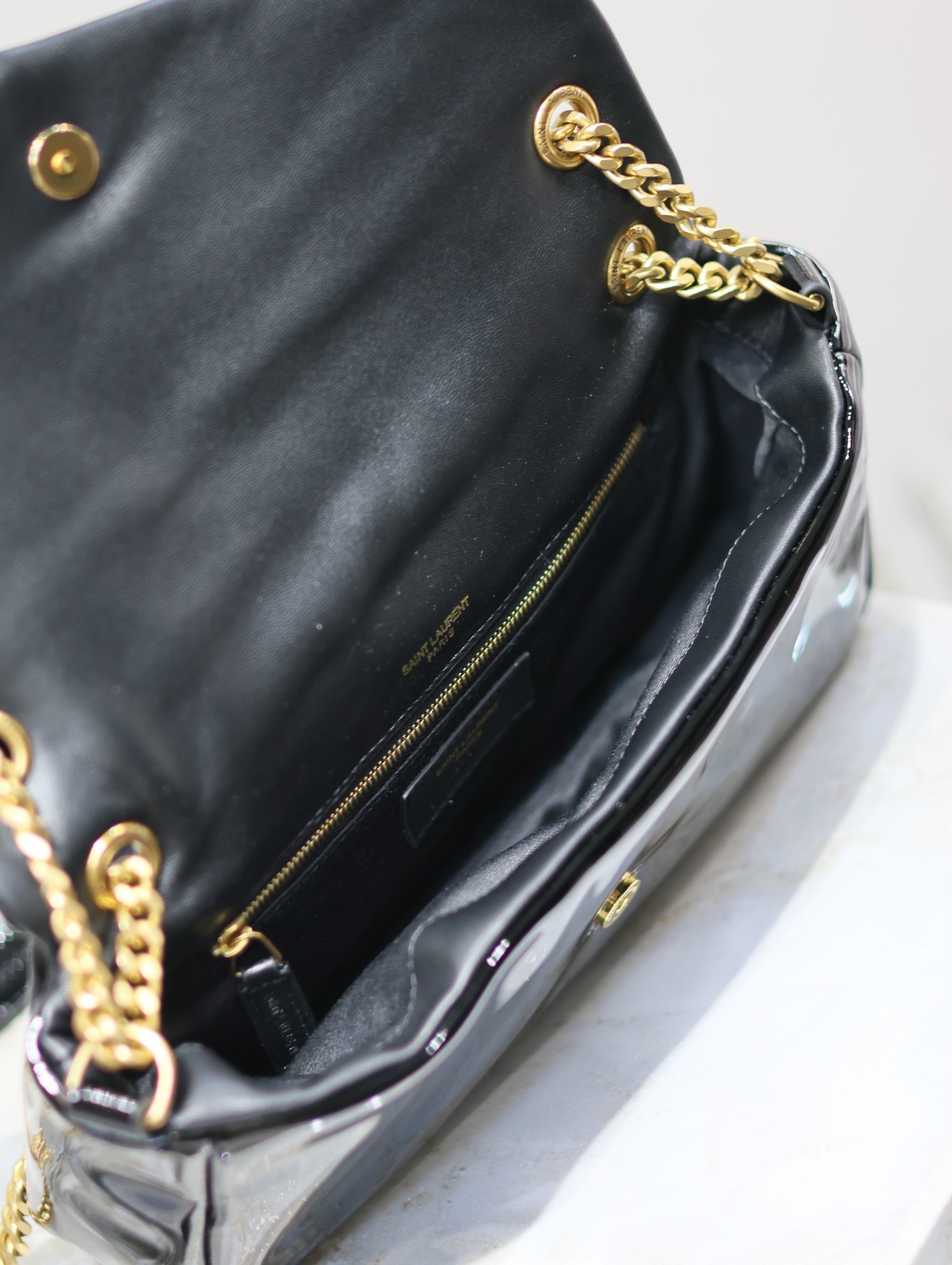 Saint Laurent Calypso Patent Leather Chain Bag