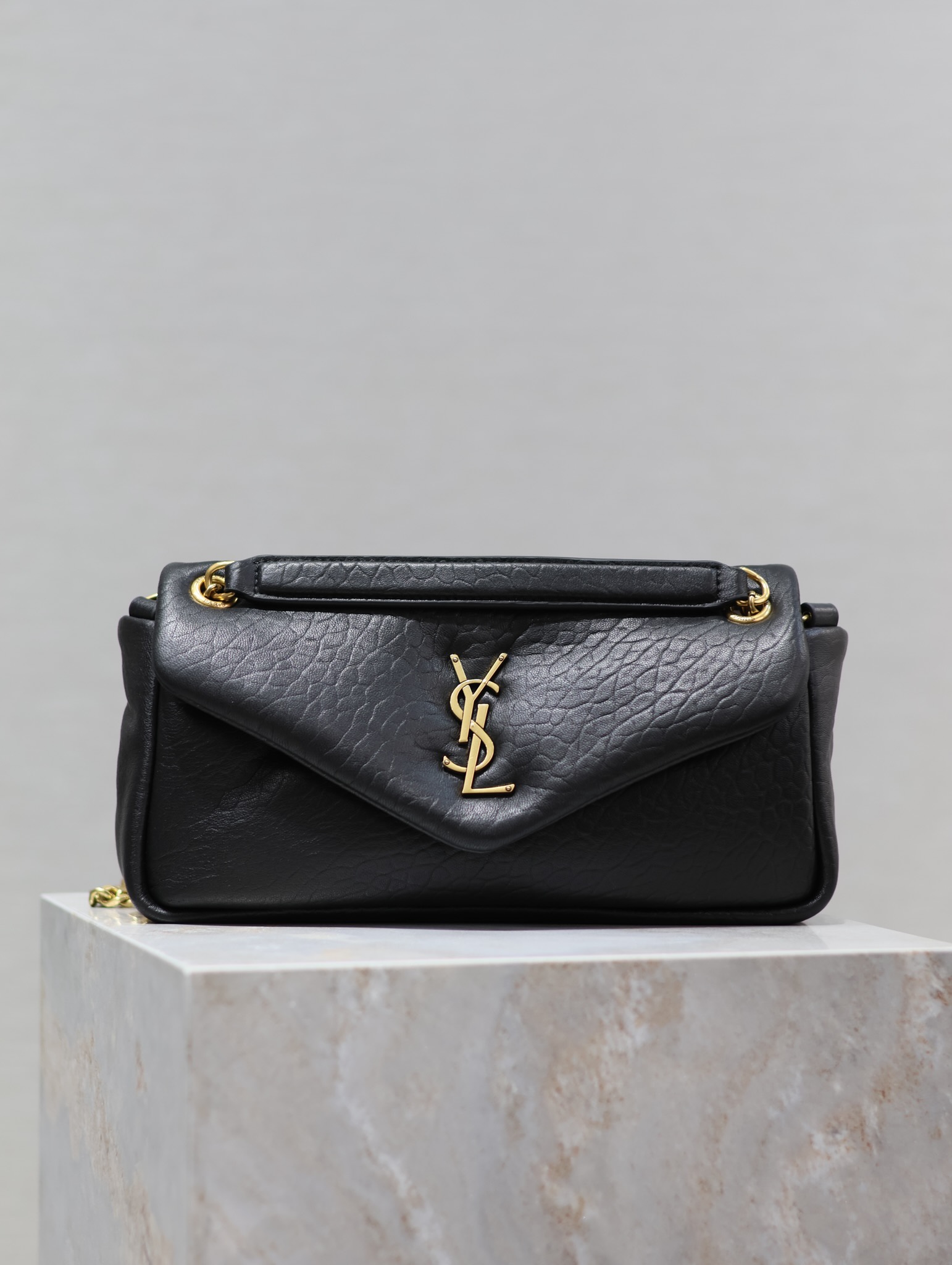 Saint Laurent Calypso Elephant Grain Lambskin Chain Bag