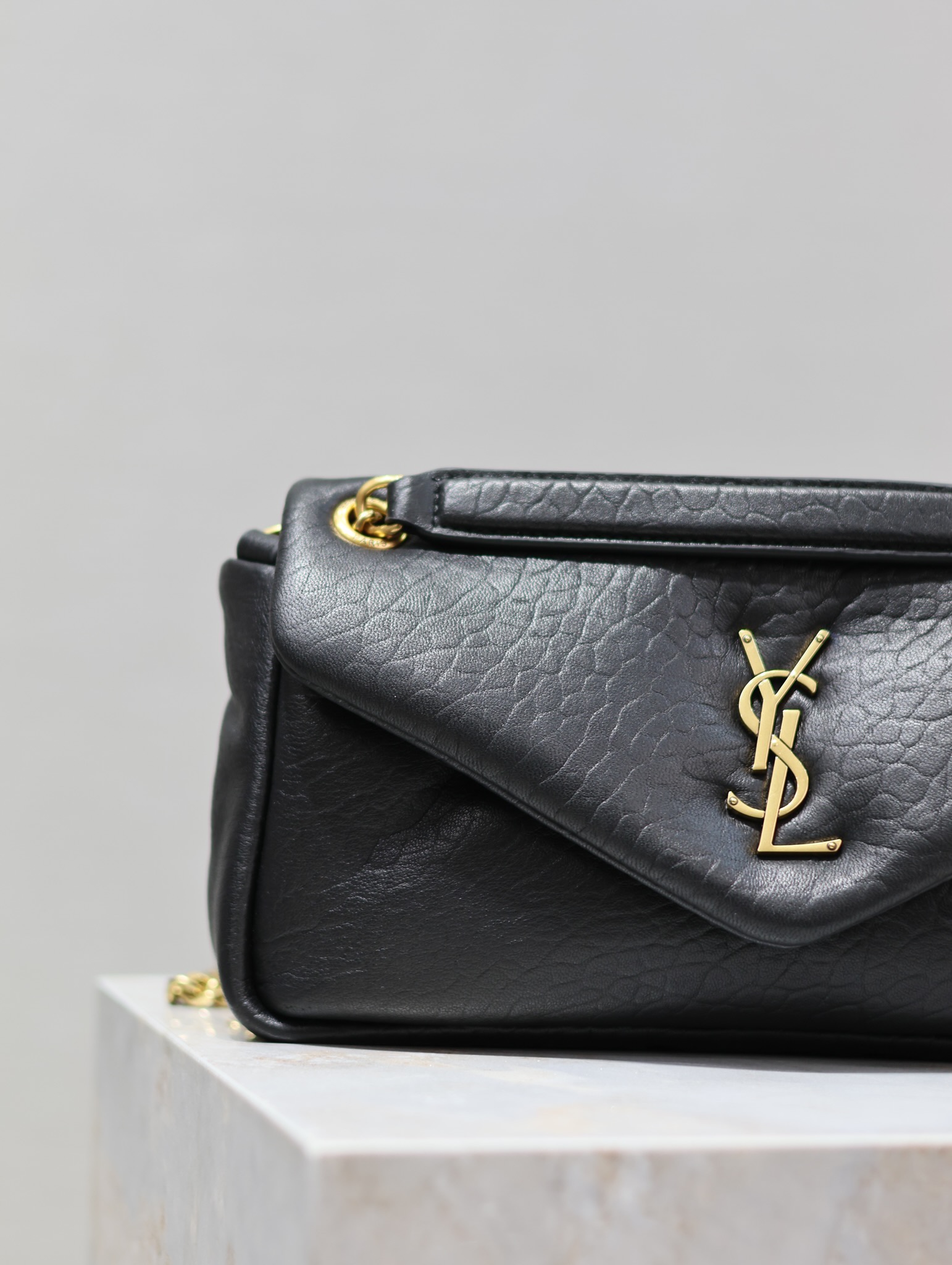  Saint Laurent Calypso Elephant Grain Lambskin Chain Bag