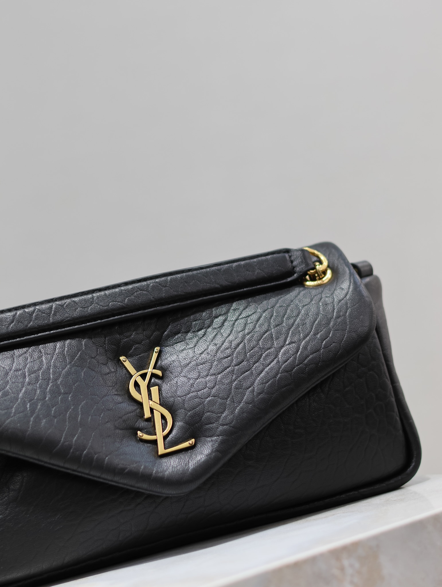  Saint Laurent Calypso Elephant Grain Lambskin Chain Bag