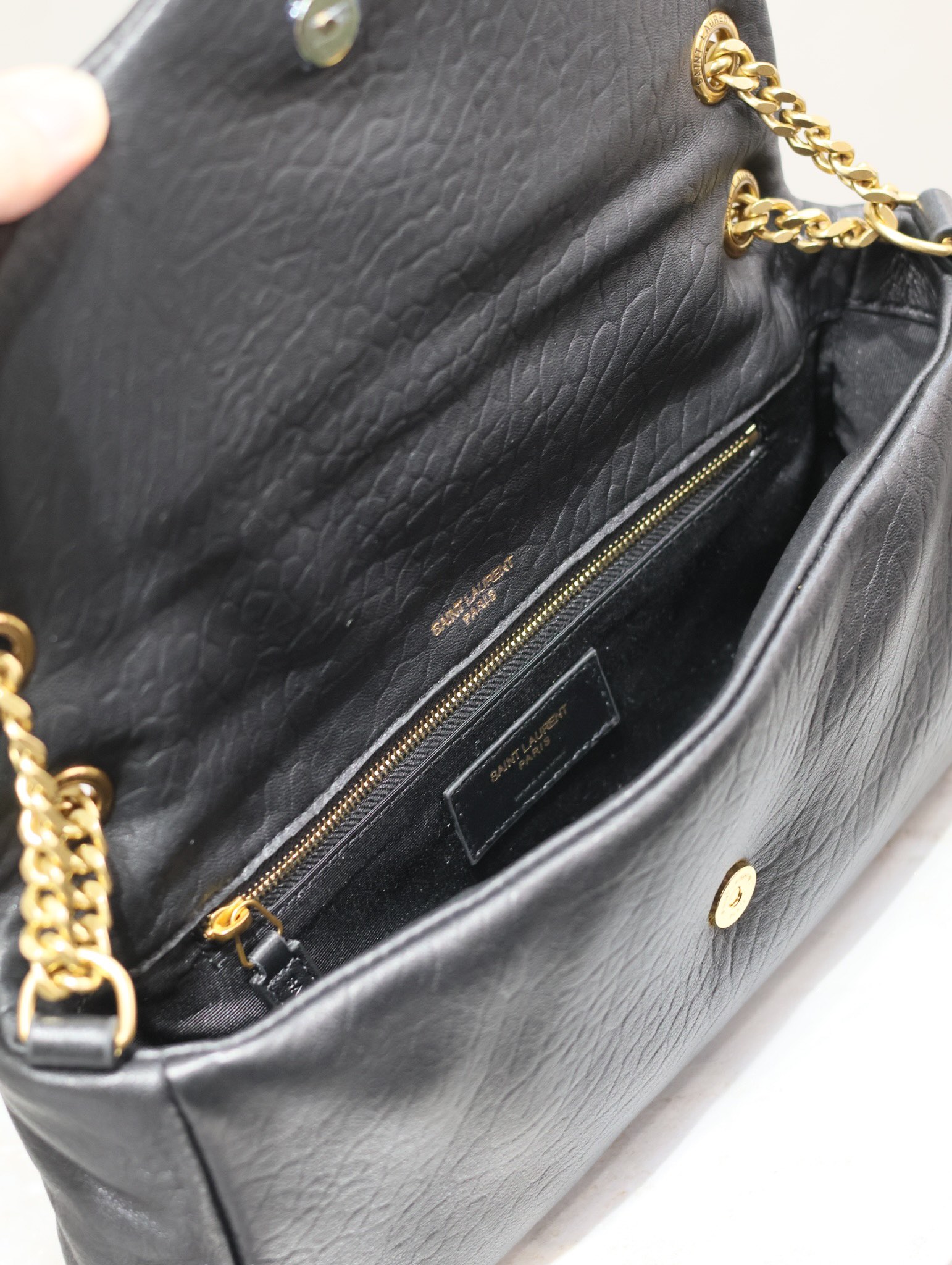  Saint Laurent Calypso Elephant Grain Lambskin Chain Bag