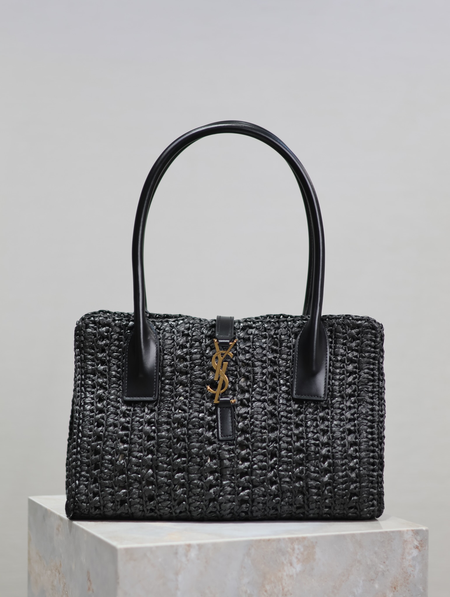 Saint Laurent Woven Raffia Tote Bag