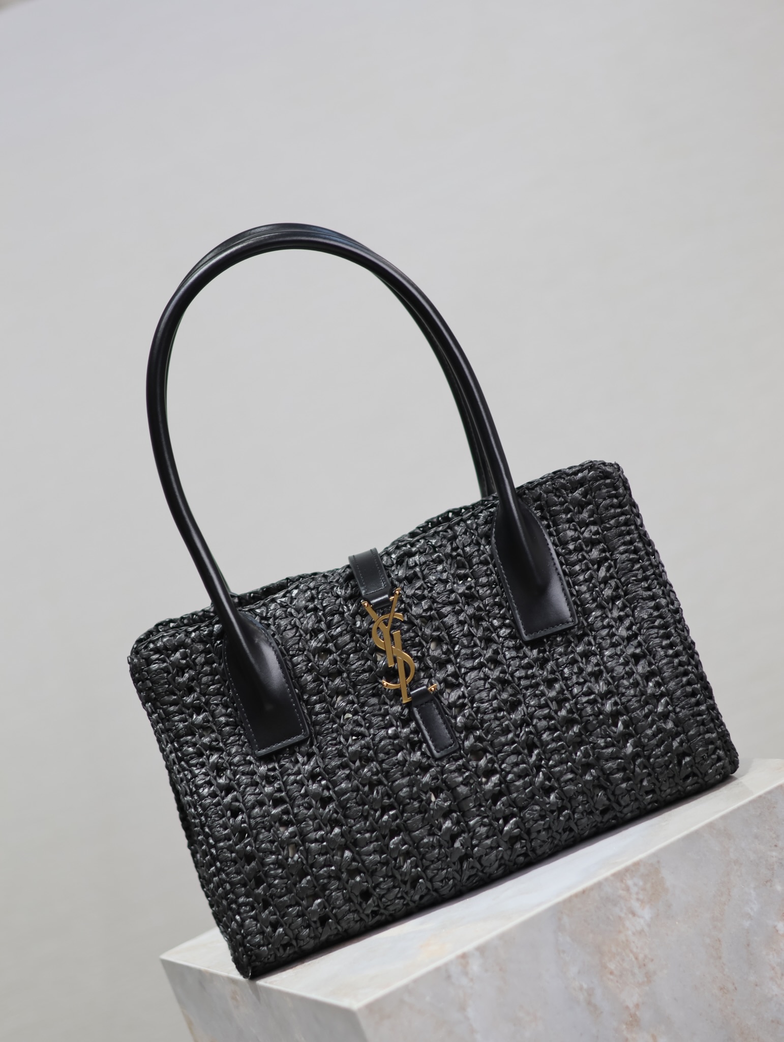 Saint Laurent Woven Raffia Tote Bag