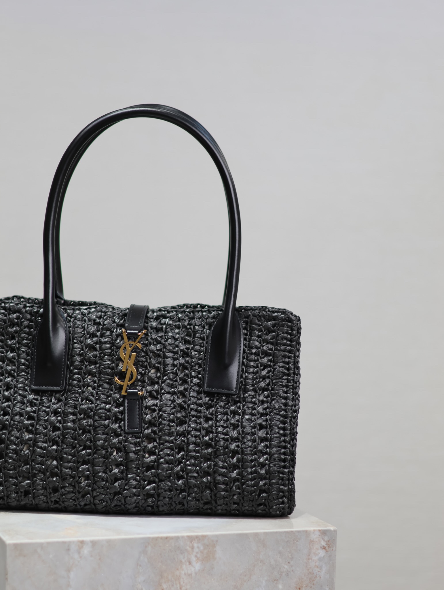 Saint Laurent Woven Raffia Tote Bag